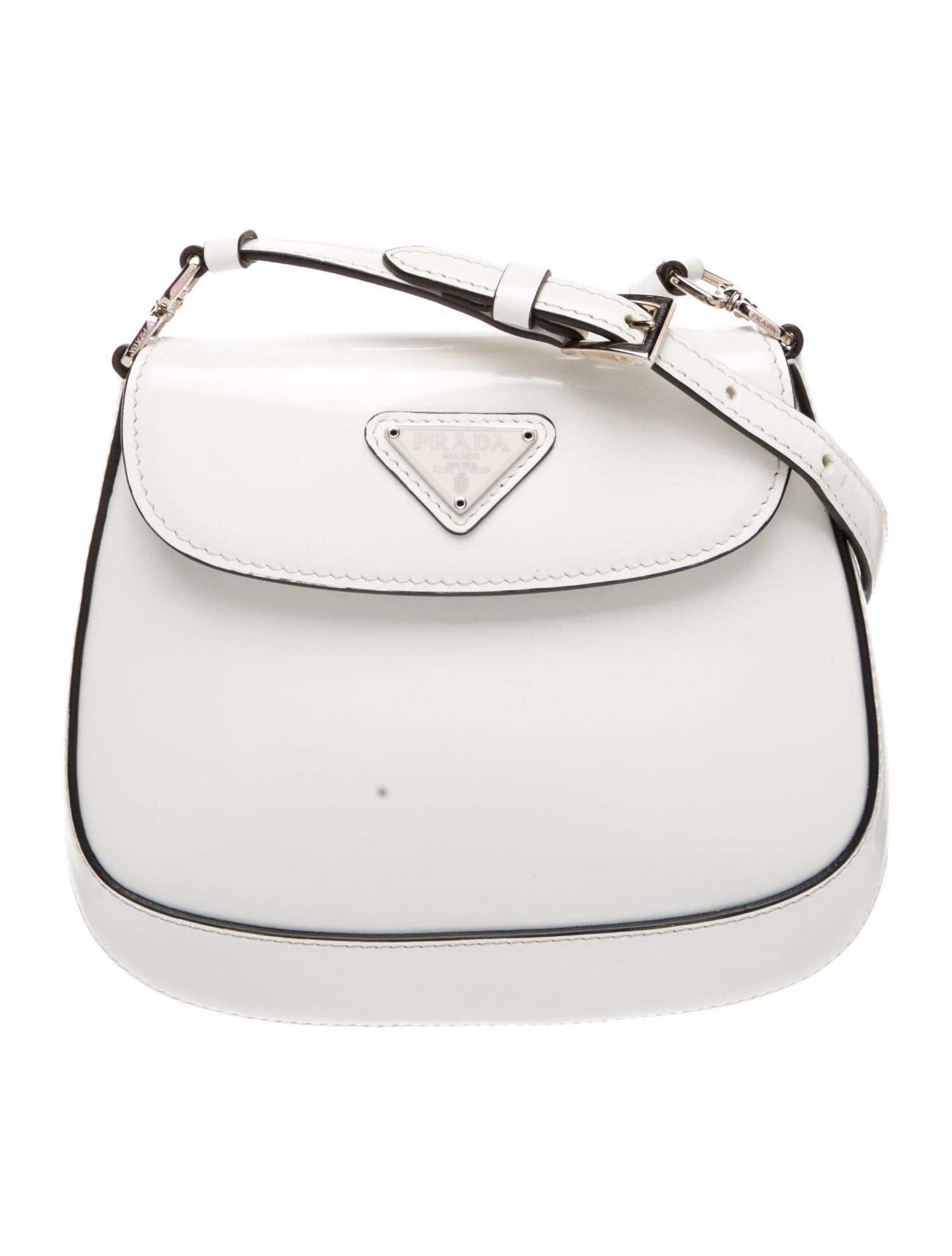 Prada Enameled Metal Triangle Cleo Mini