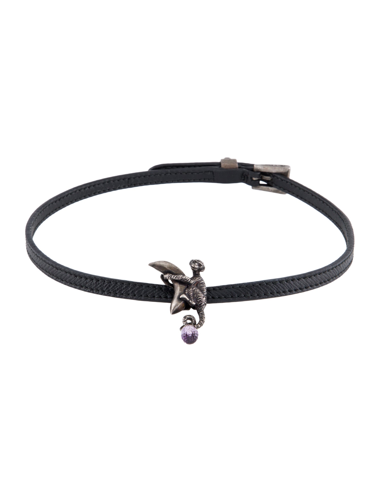 Prada Leather & Amethyst Monkey Choker Necklace