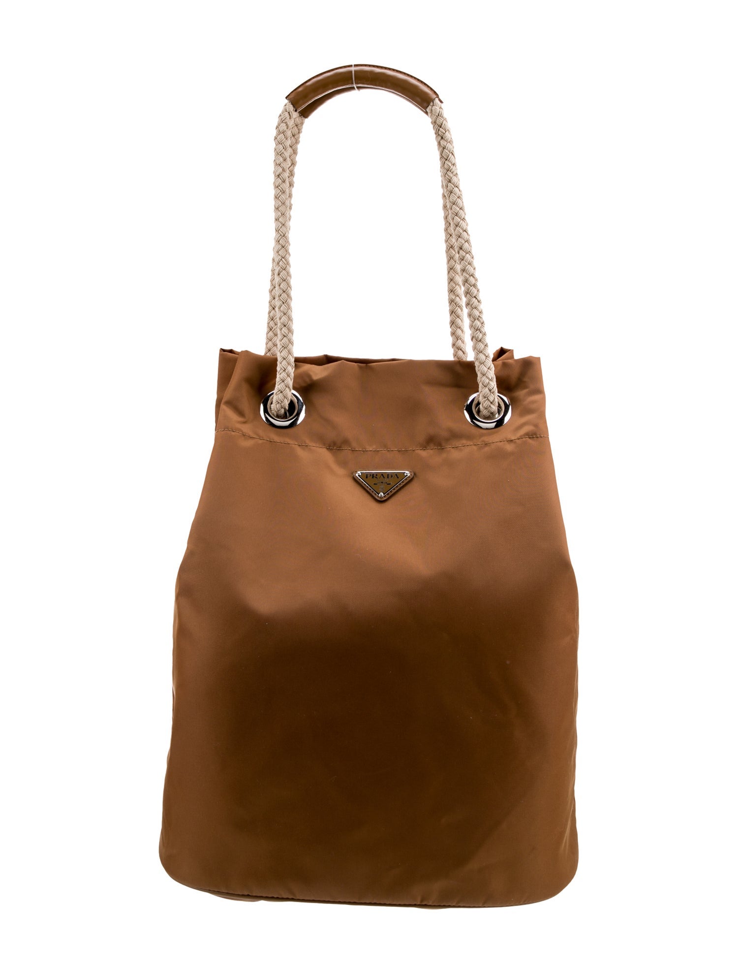 Prada Enameled Metal Triangle Bucket Bag