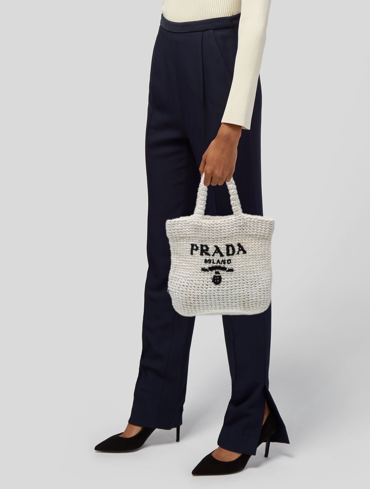 Prada Vintage Crocodile-Trim Tessuto Crossbody Bag - Black