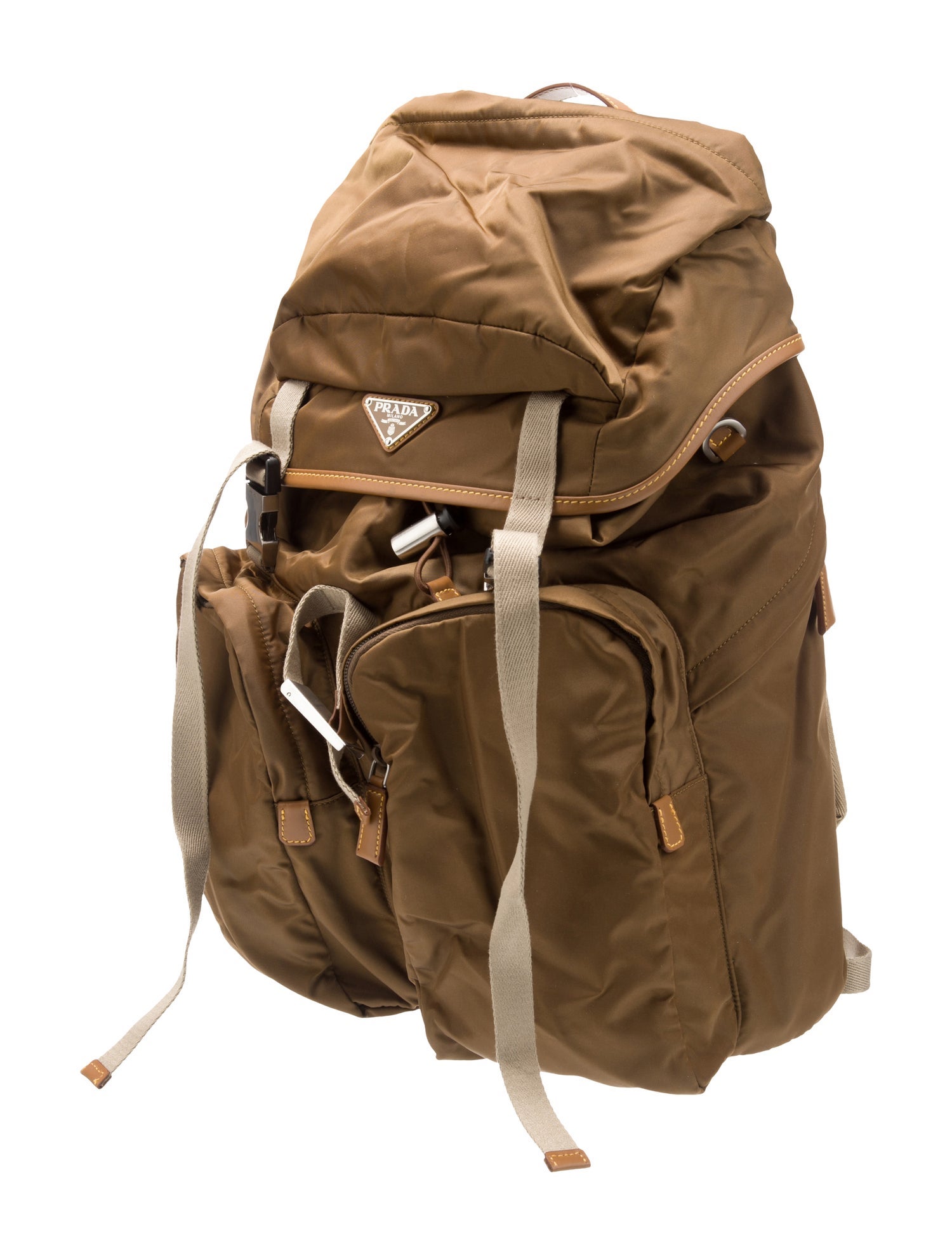 Prada Enameled Metal Triangle Backpack