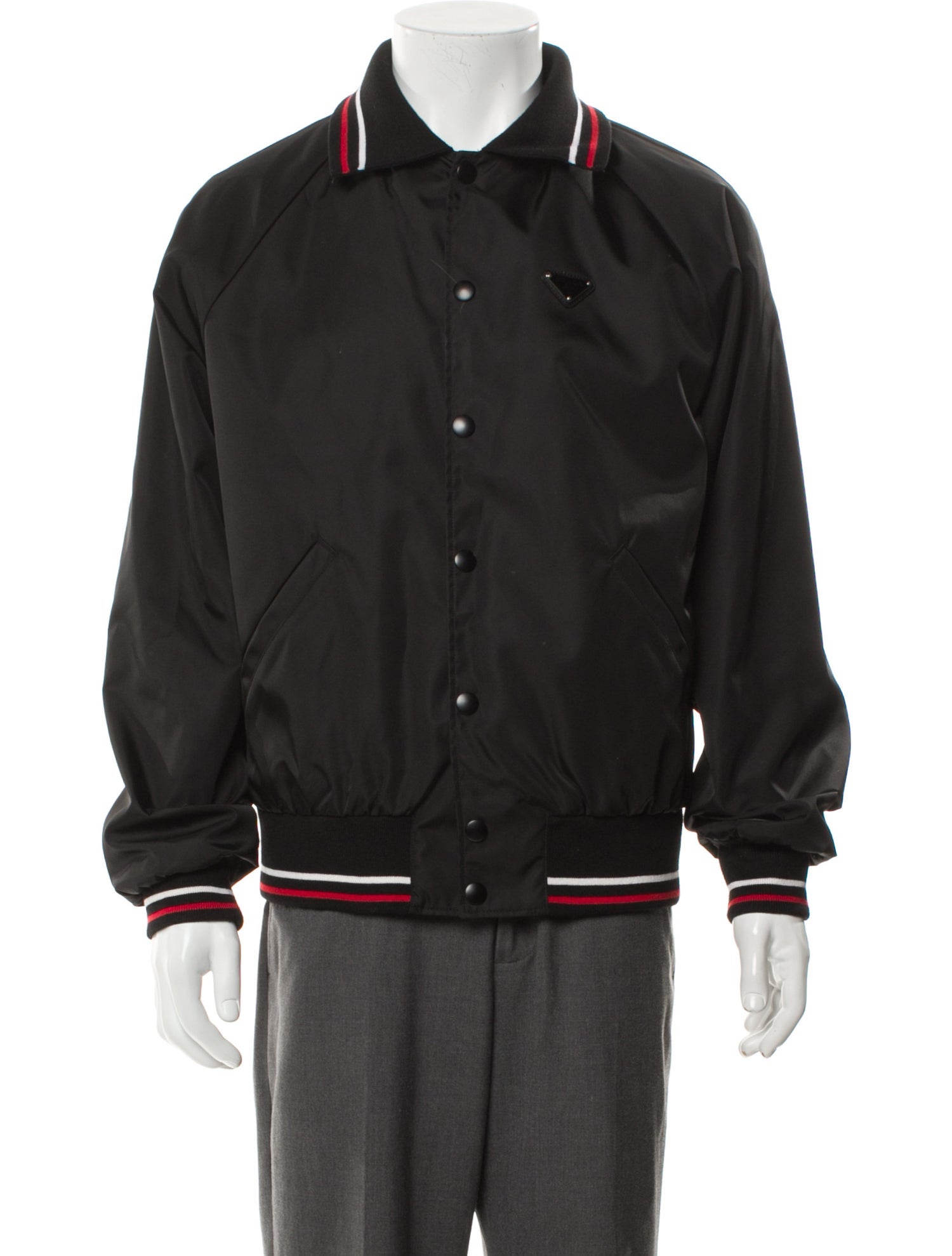 Prada 2024 Enameled Metal Triangle Bomber Jacket