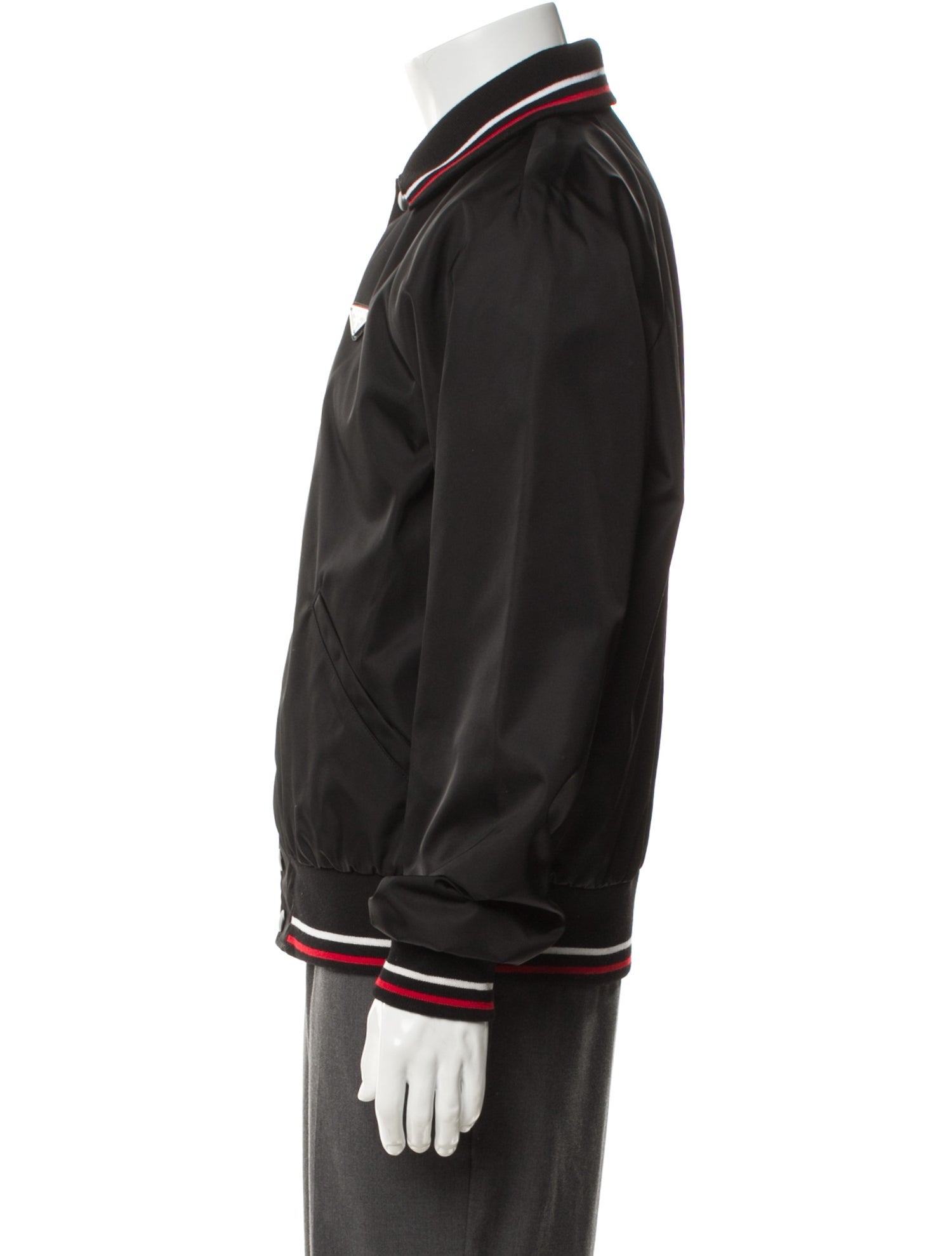 Prada 2024 Enameled Metal Triangle Bomber Jacket