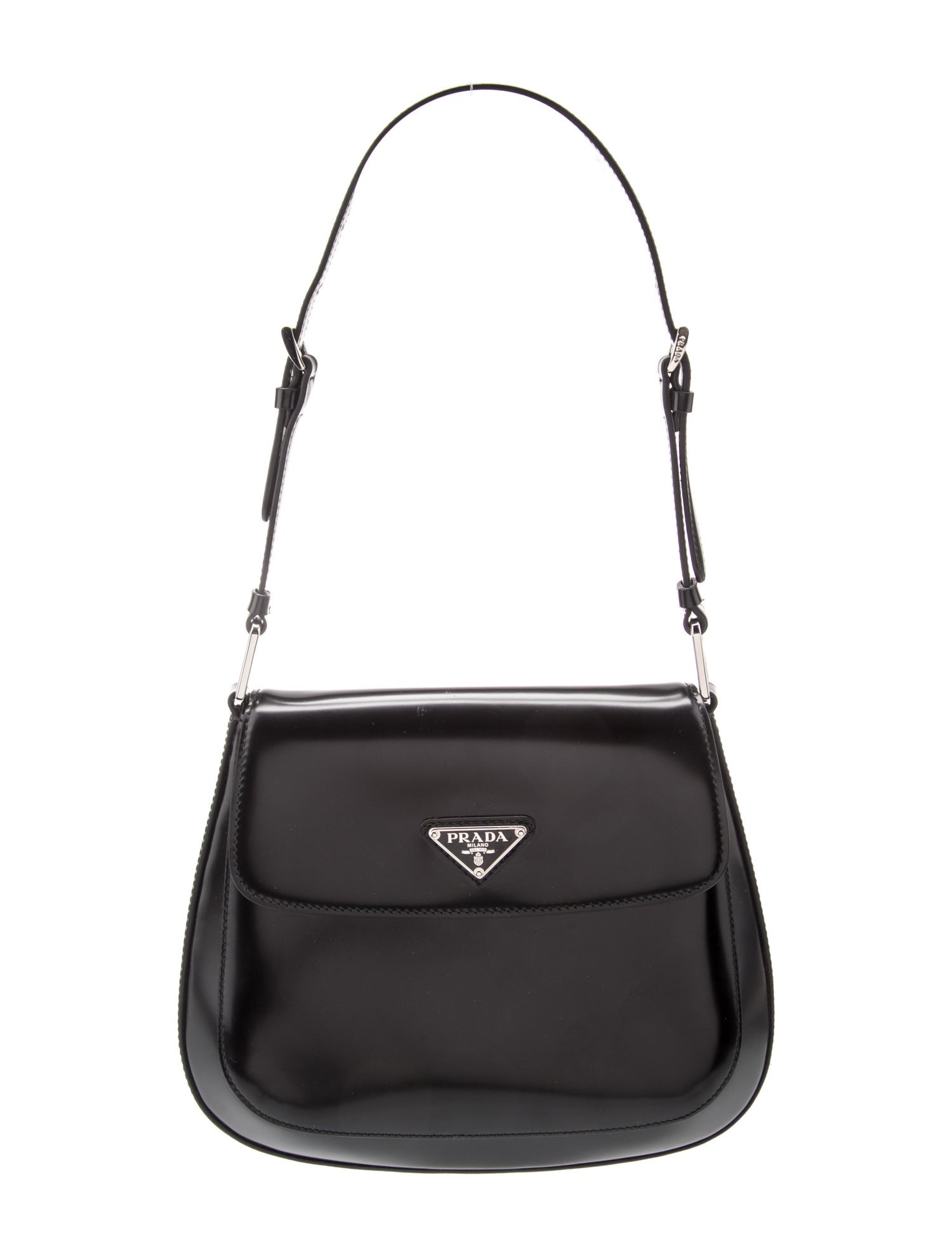 Prada Enameled Metal Triangle Cleo Medium