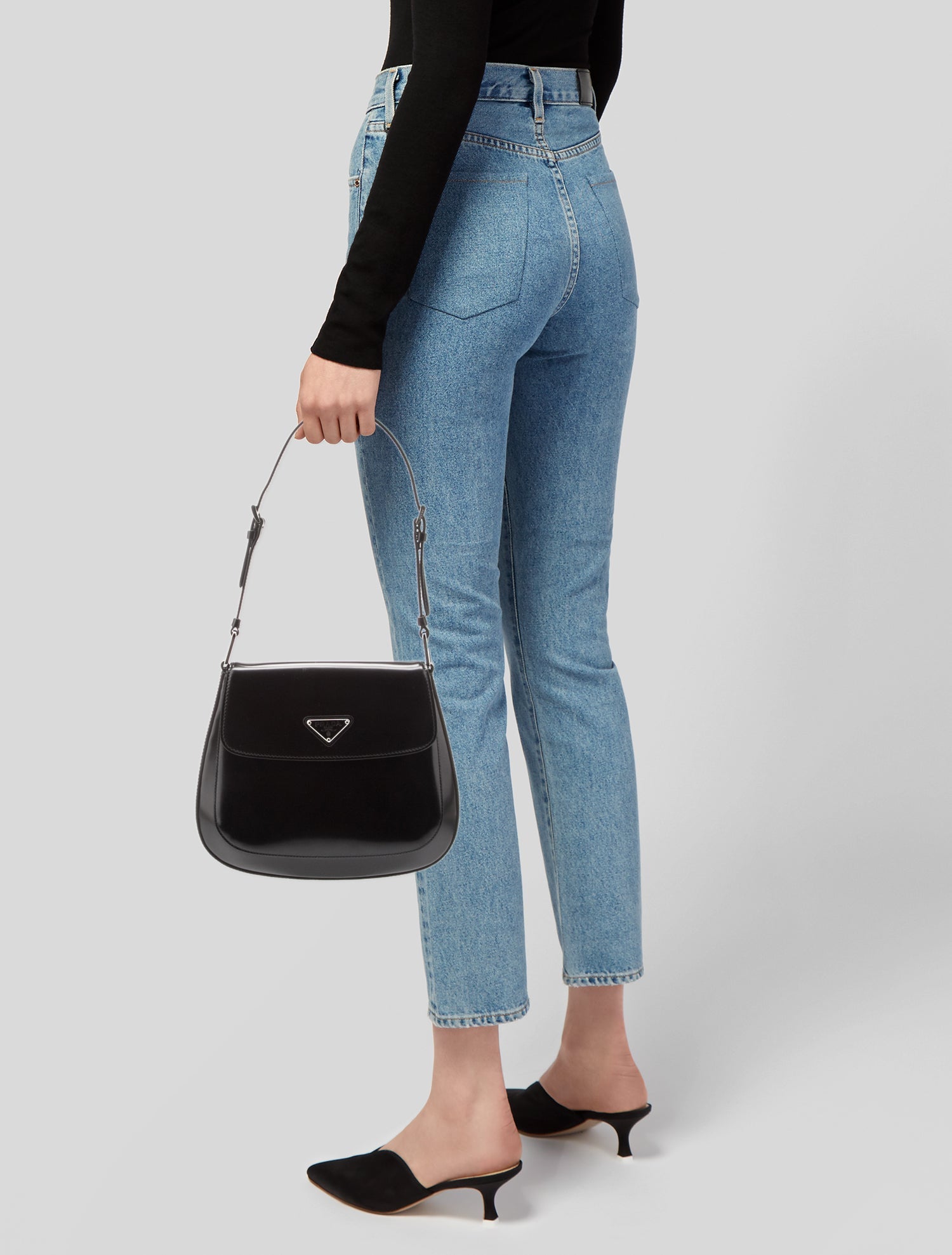 Prada Enameled Metal Triangle Cleo Medium