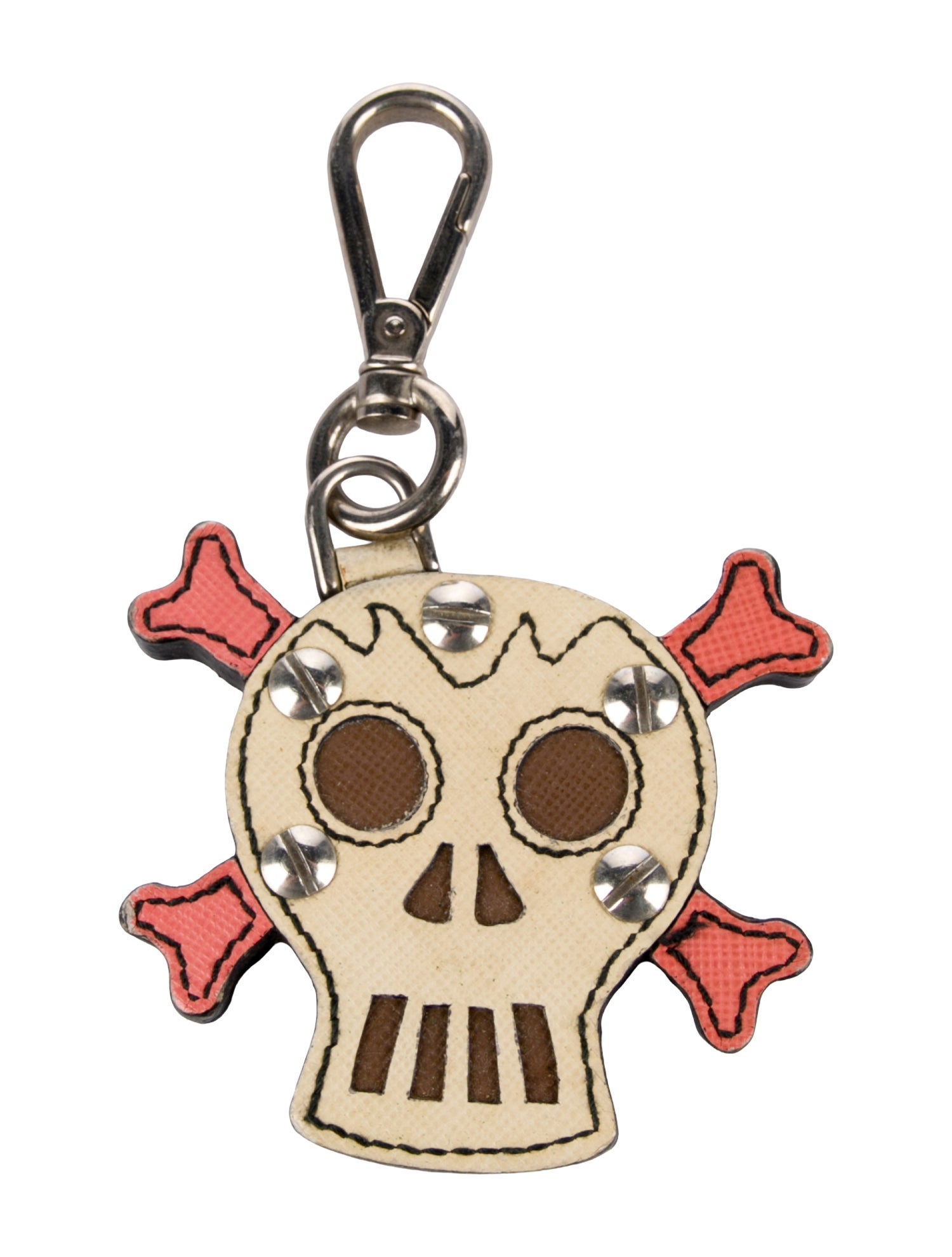 Prada Leather Studded Keychain