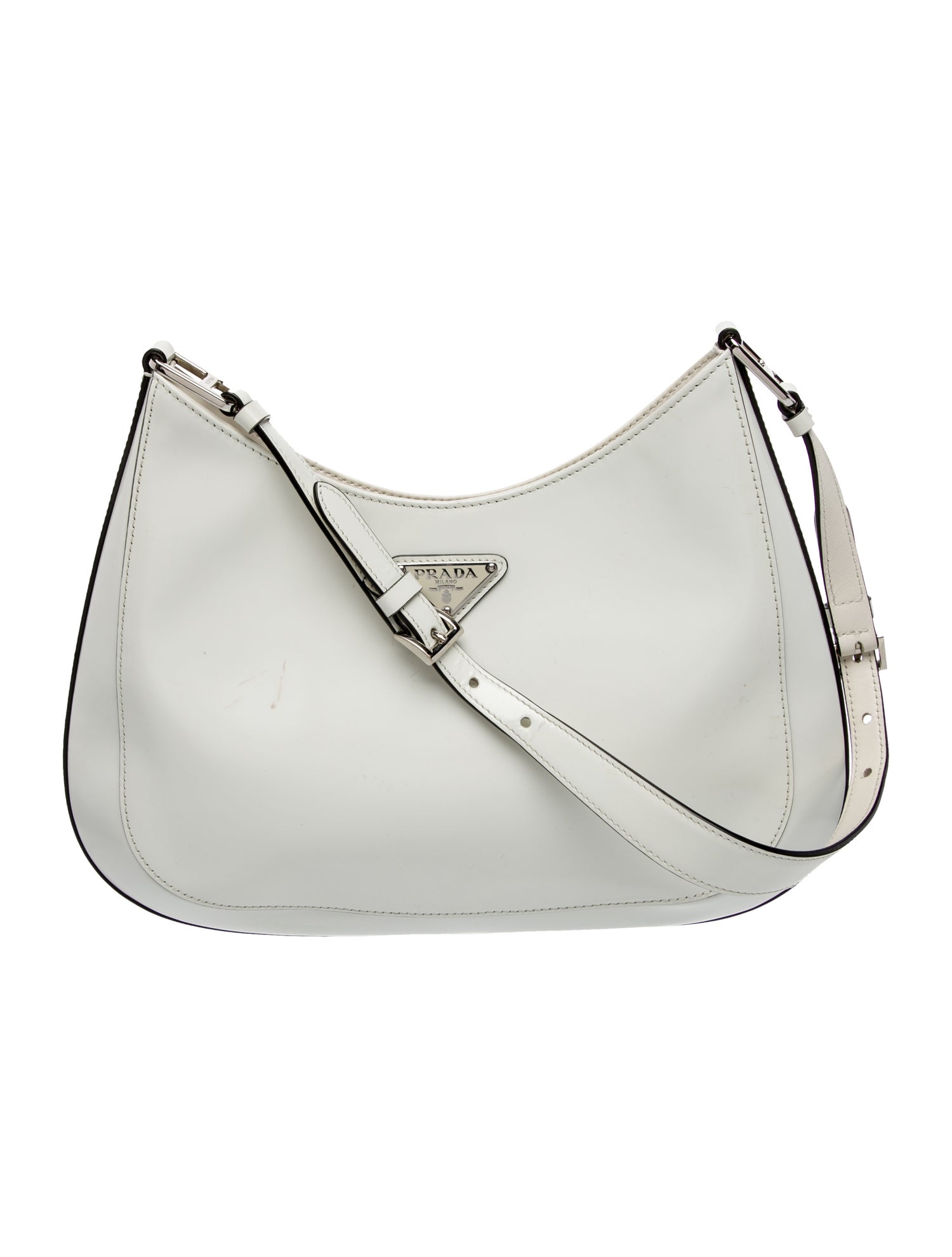 Prada Enameled Metal Triangle Cleo
