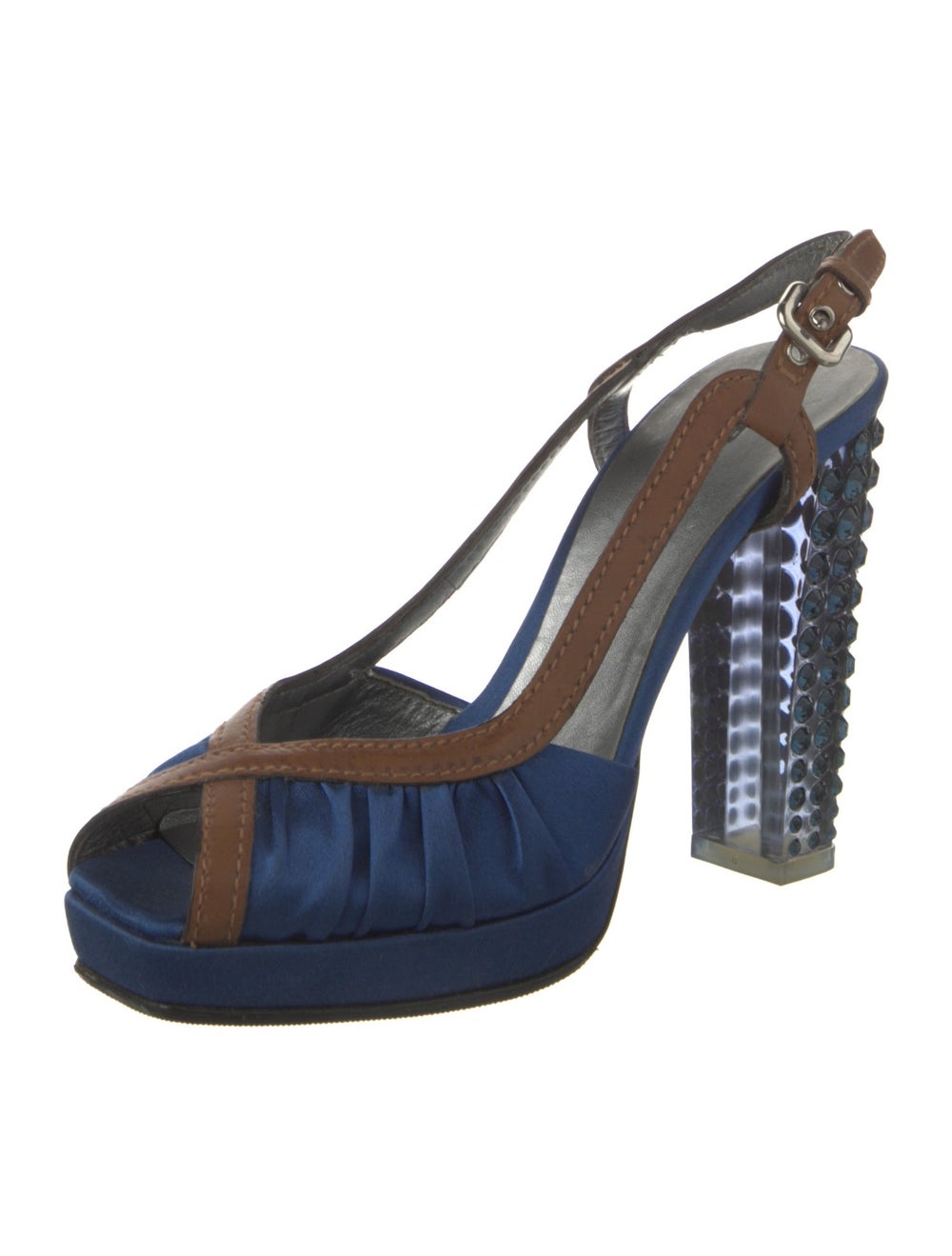 Prada Satin Colorblock Pattern Slingback Sandals - image 2