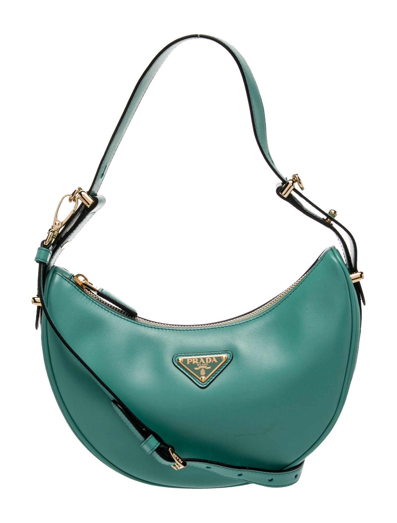 Prada Enameled Metal Triangle Arque Small