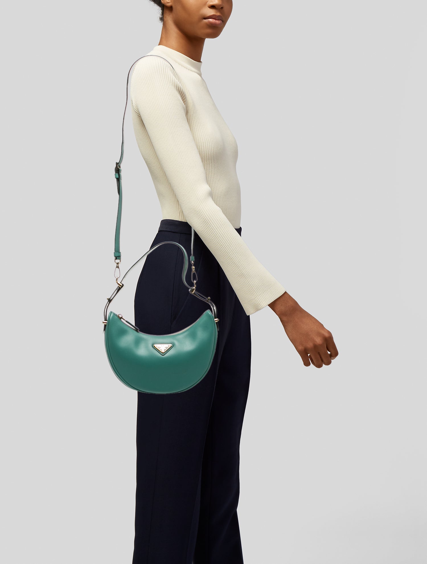 Prada Enameled Metal Triangle Arque Small