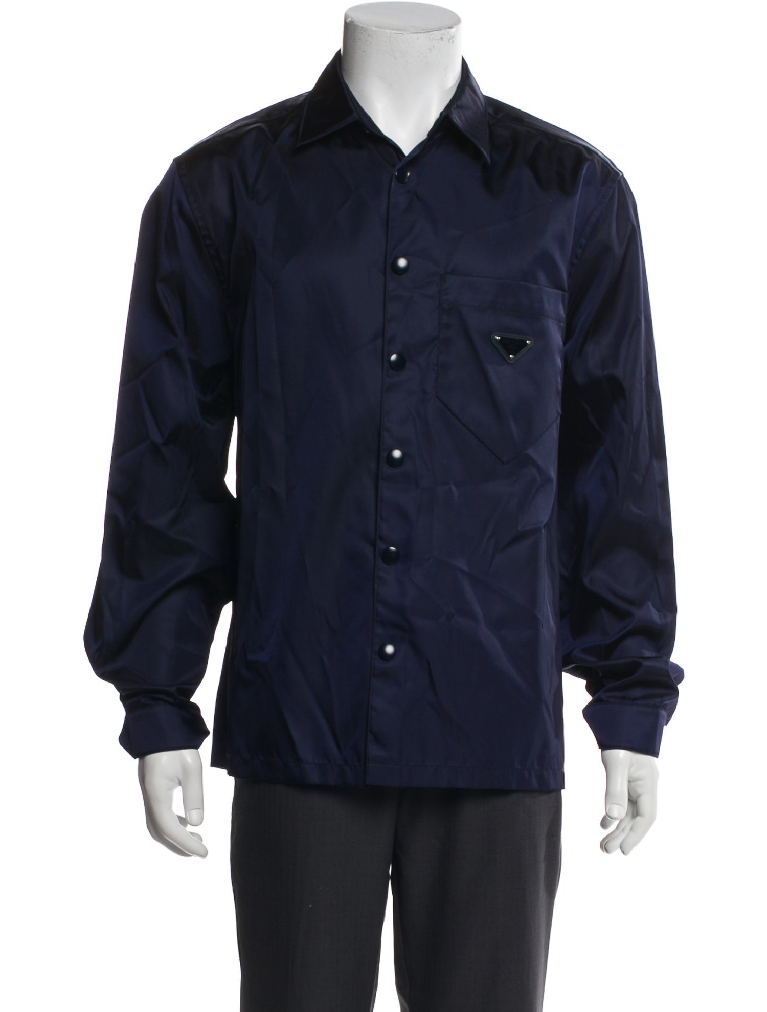 Prada 2020 Enameled Metal Triangle Western Shirt