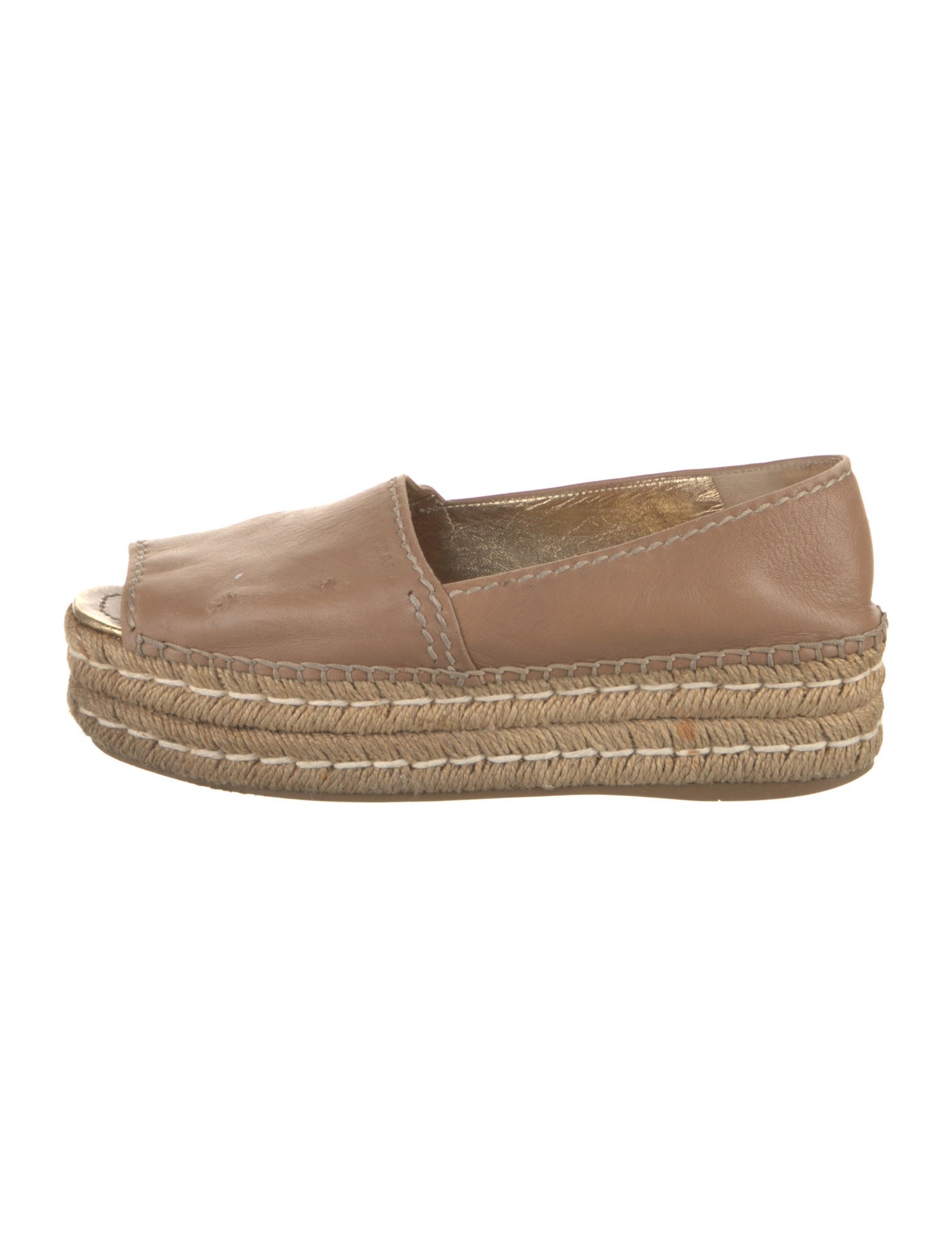 Prada Leather Whipstitch Trim Espadrilles