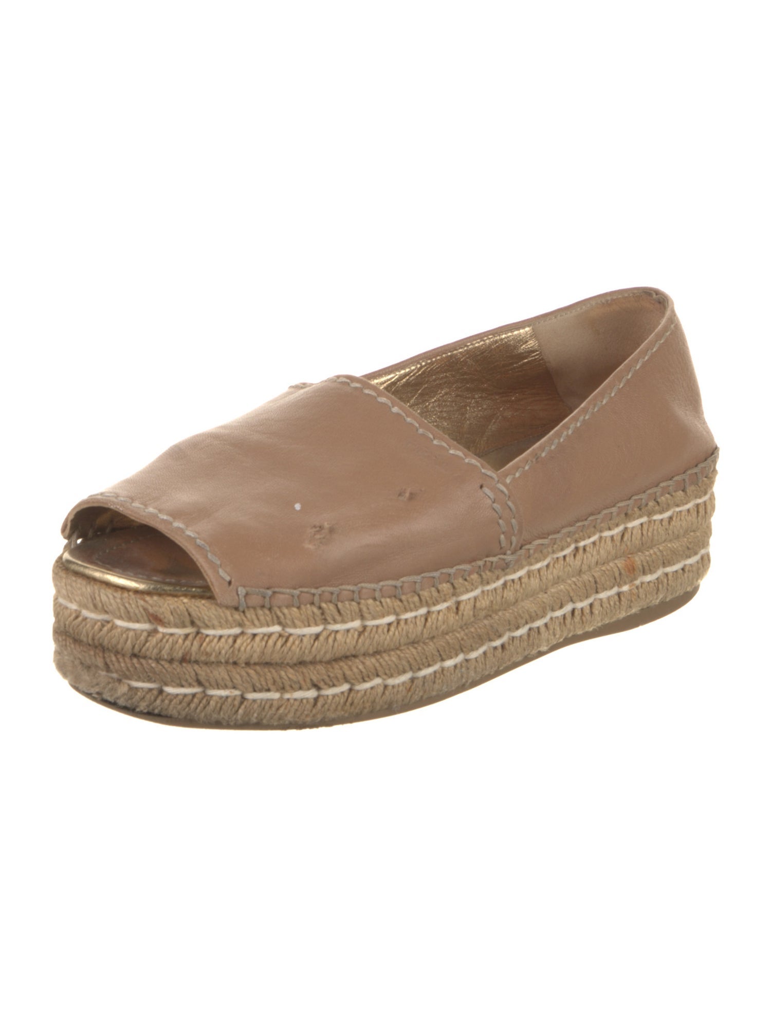 Prada Leather Whipstitch Trim Espadrilles