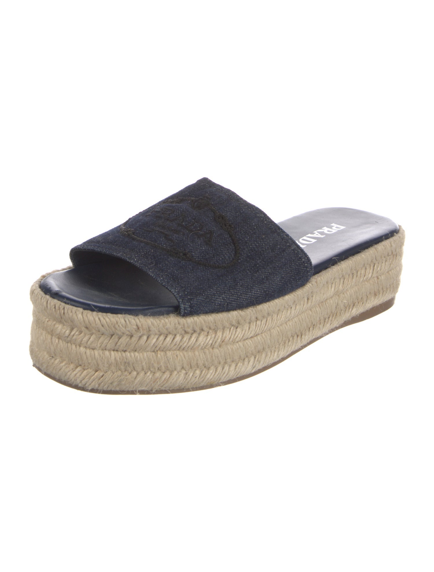 Prada Denim Embroidered Accent Espadrilles