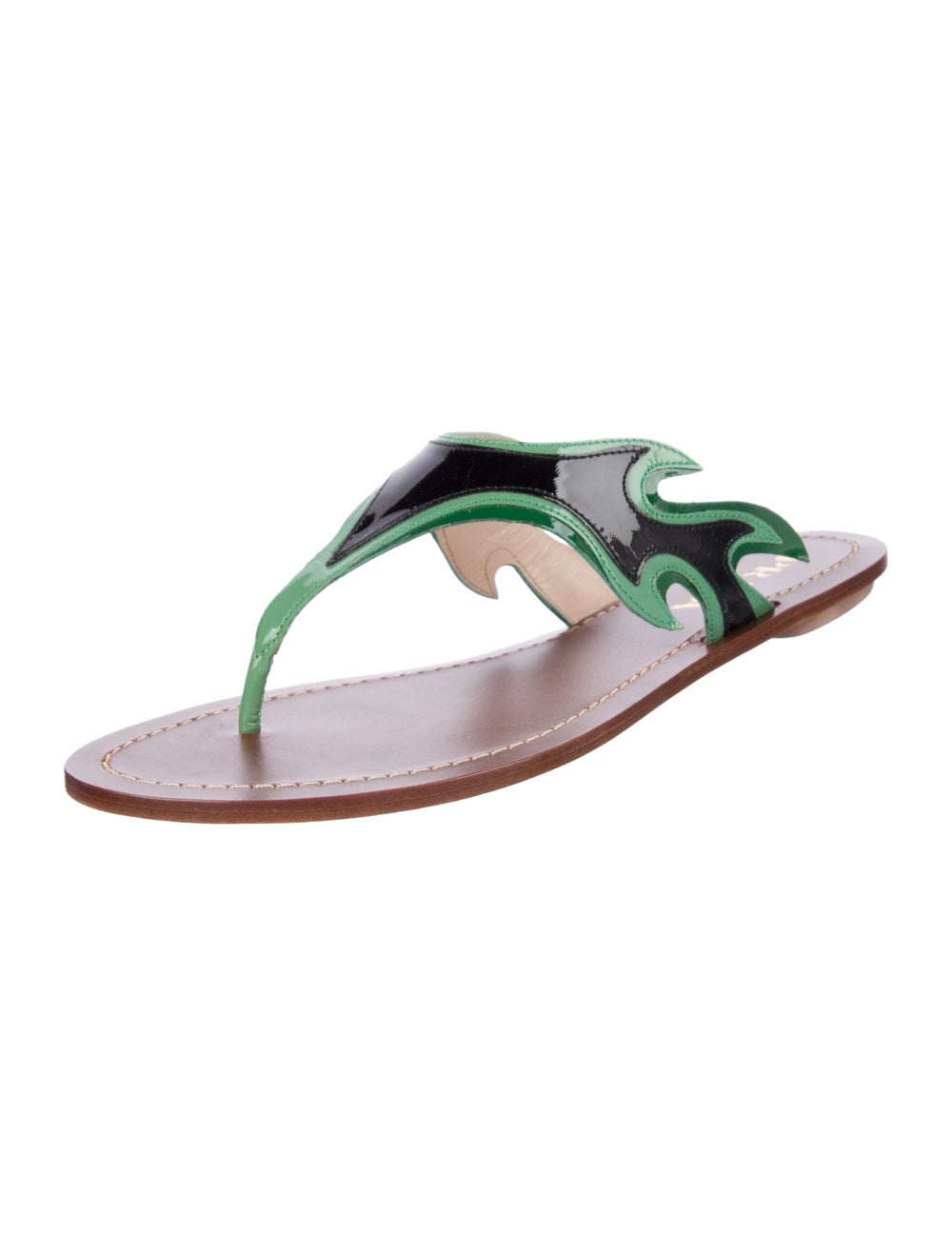 Prada Patent Leather Flip Flops Green - image 2