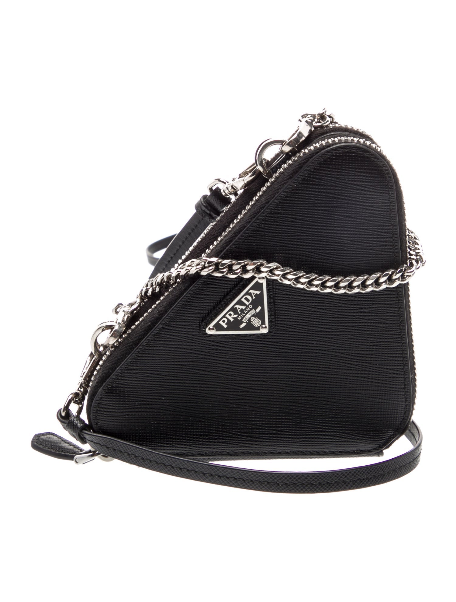 Prada Enameled Metal Triangle Triangle Mini