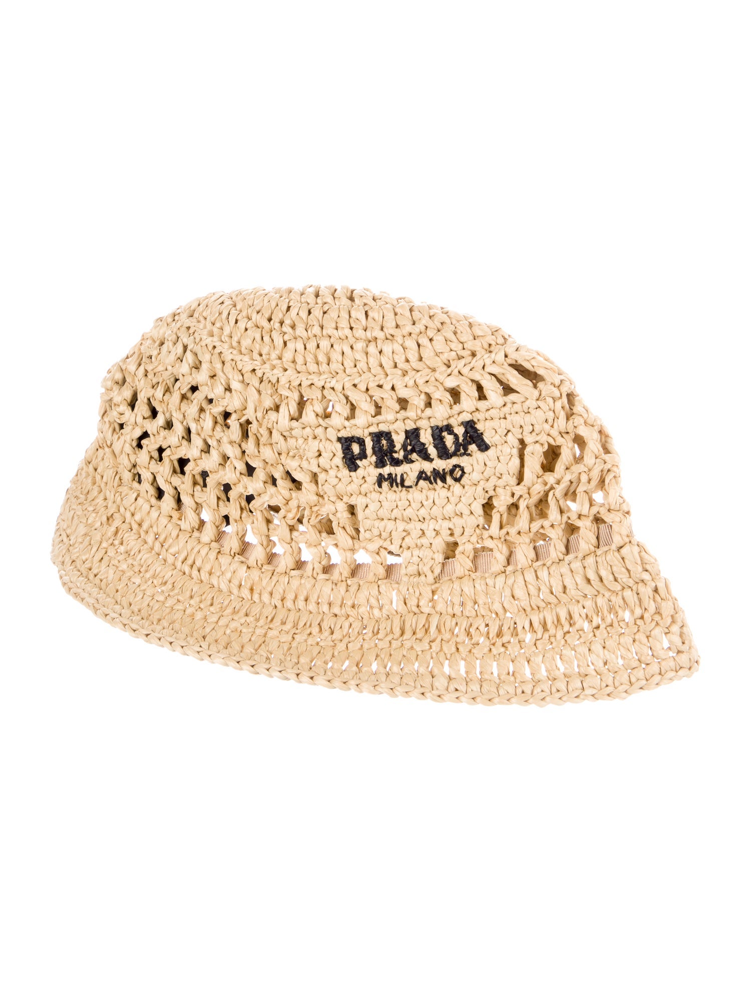 Prada Crocheted Raffia Bucket Hat