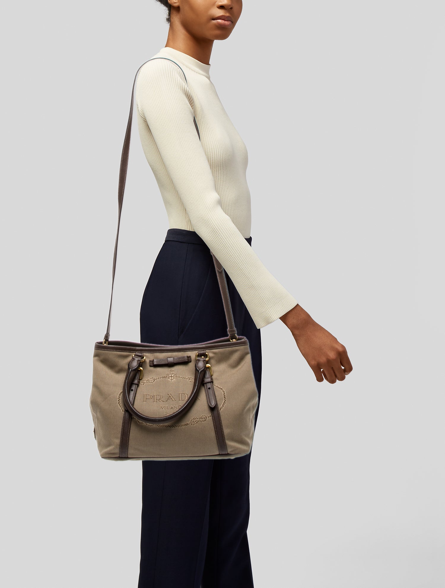 Prada Enameled Metal Triangle Bauletto