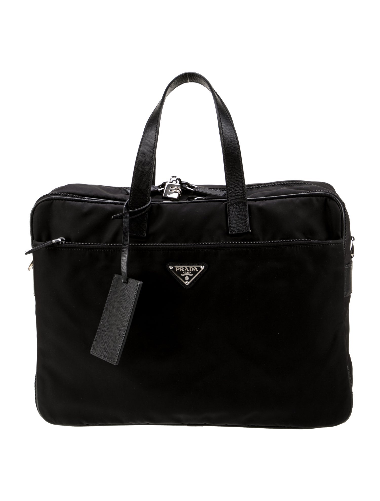 Prada Enameled Metal Triangle Briefcase