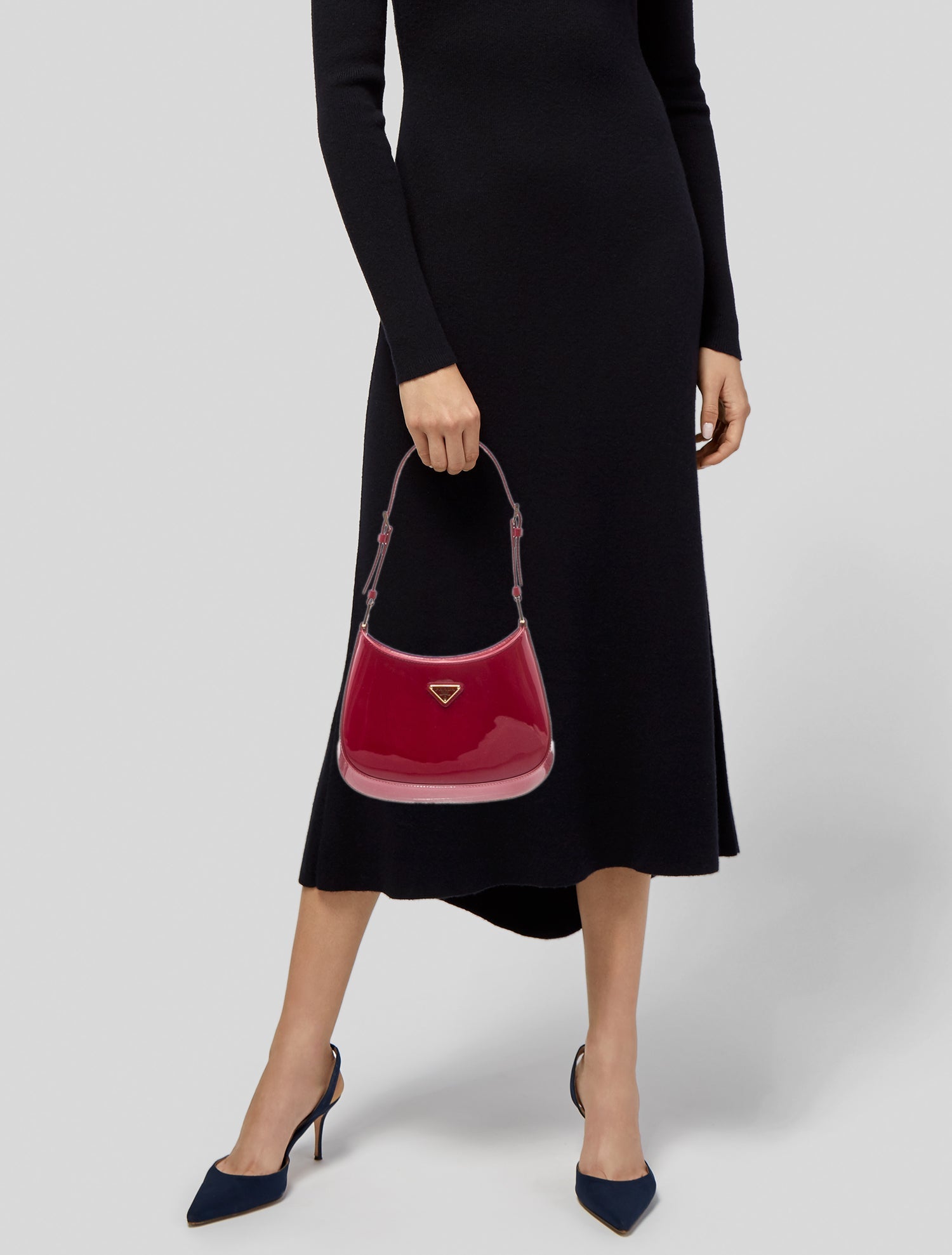 Prada Enameled Metal Triangle Cleo