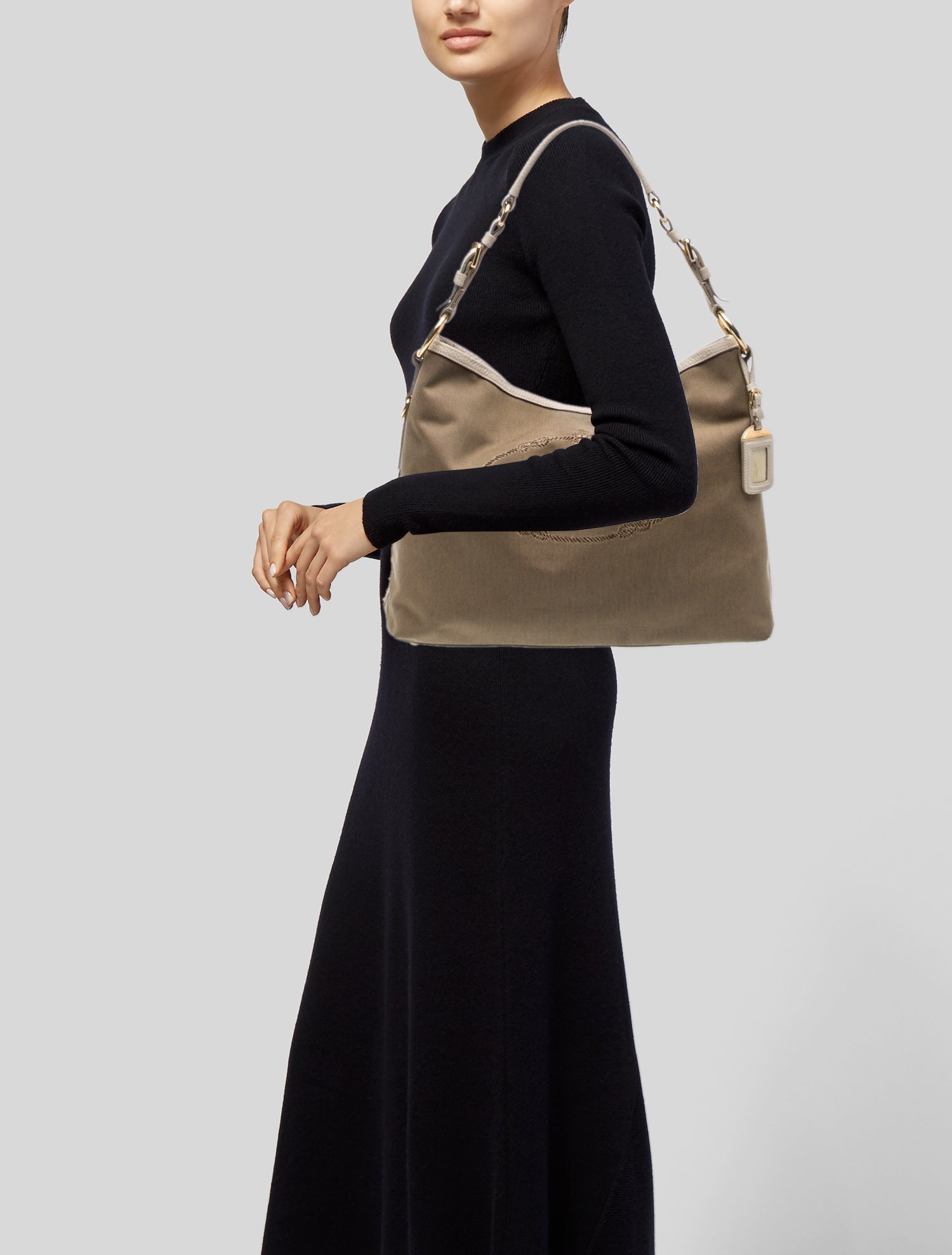 Prada Enameled Metal Triangle Hobo