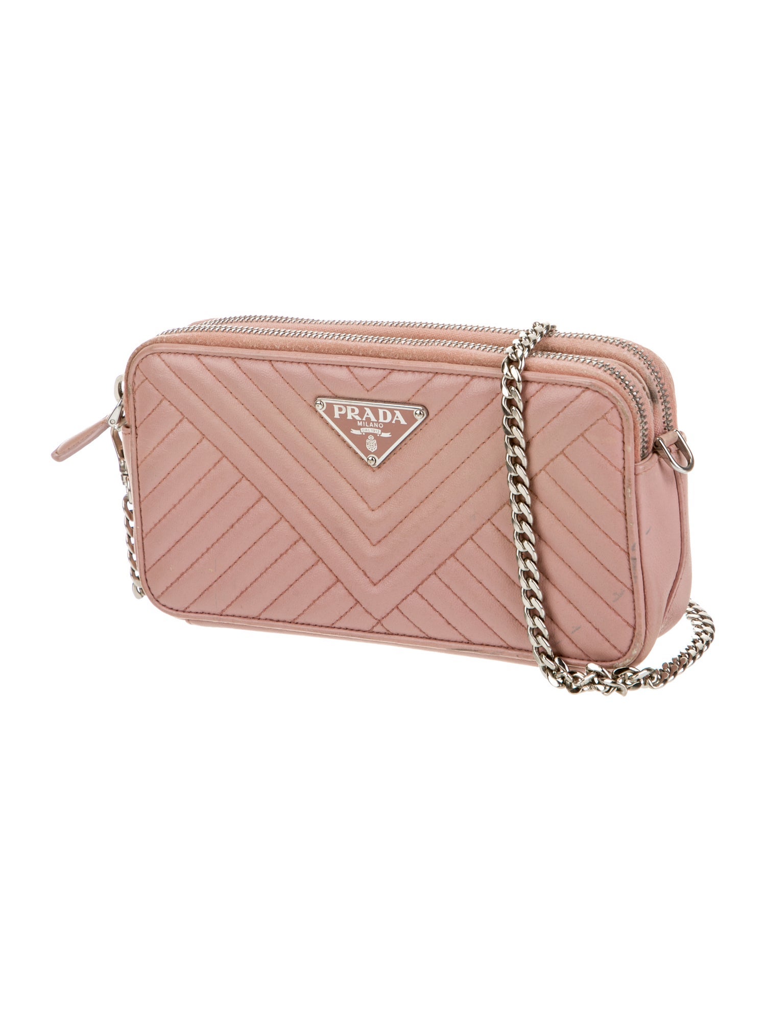 Prada Enameled Metal Triangle Shoulder Bag