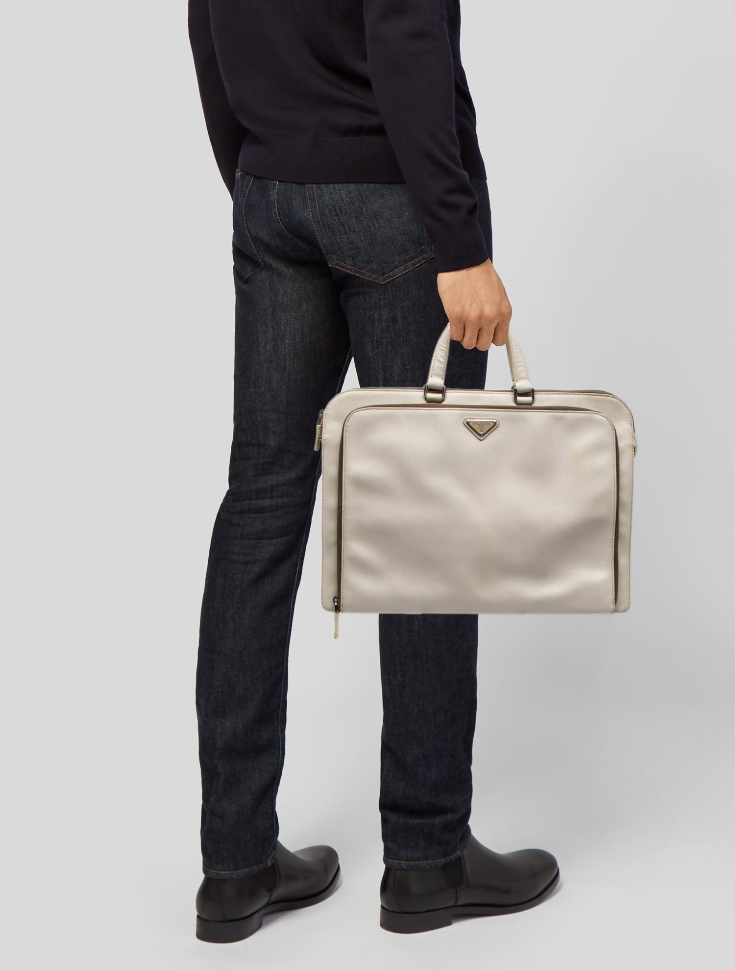 Prada Enameled Metal Triangle Briefcase