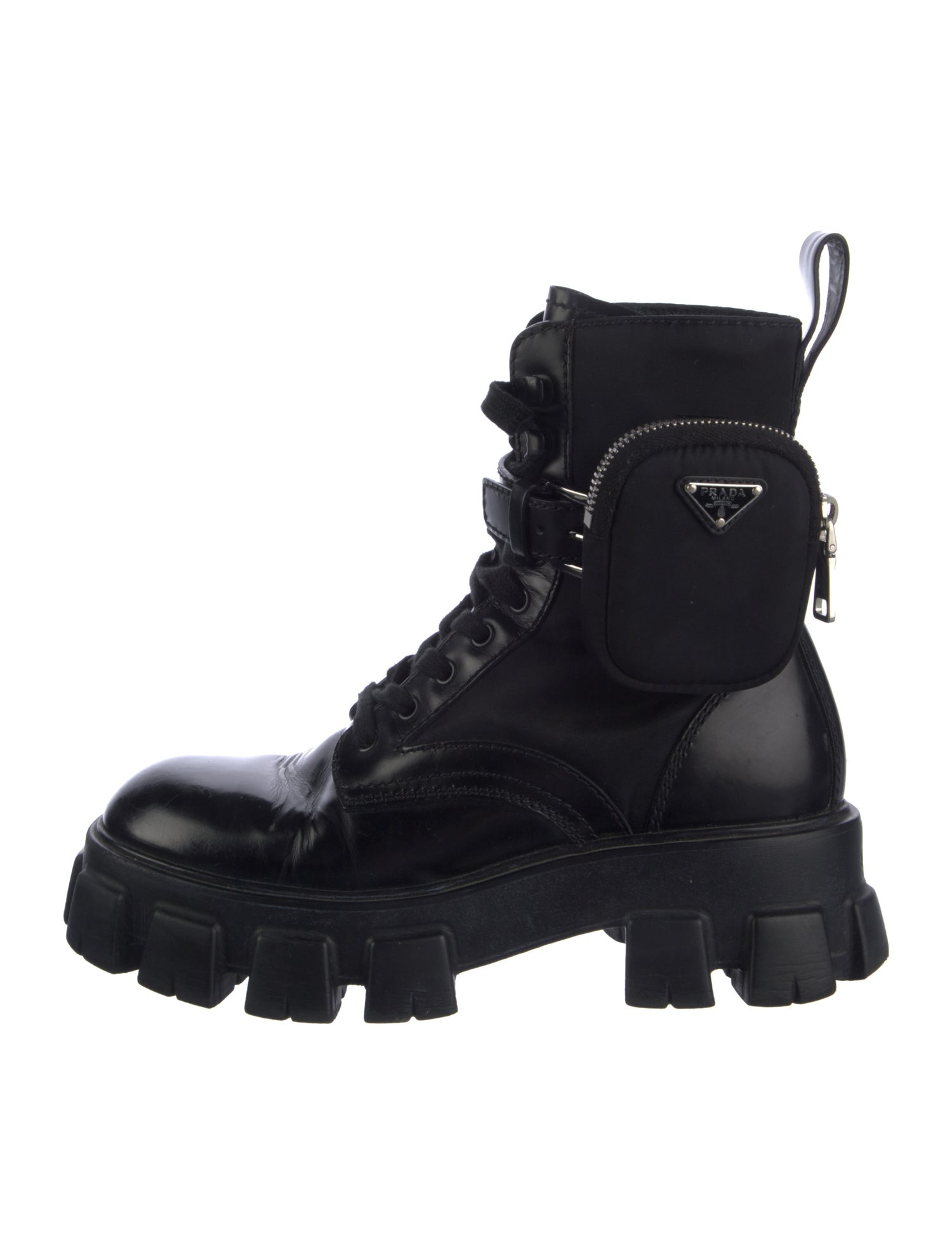 Prada Tessuto Nylon Leather Hiking Boots