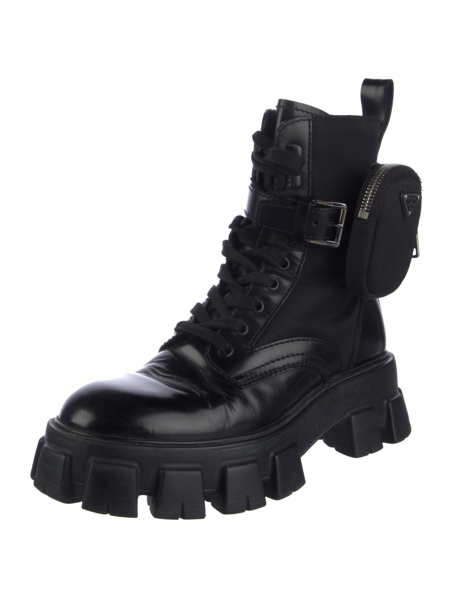 Prada Tessuto Nylon Leather Hiking Boots