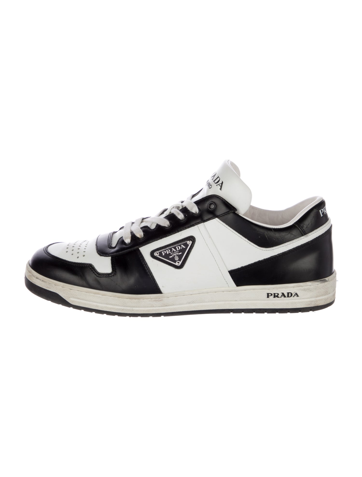 Prada Leather Colorblock Pattern Sneakers
