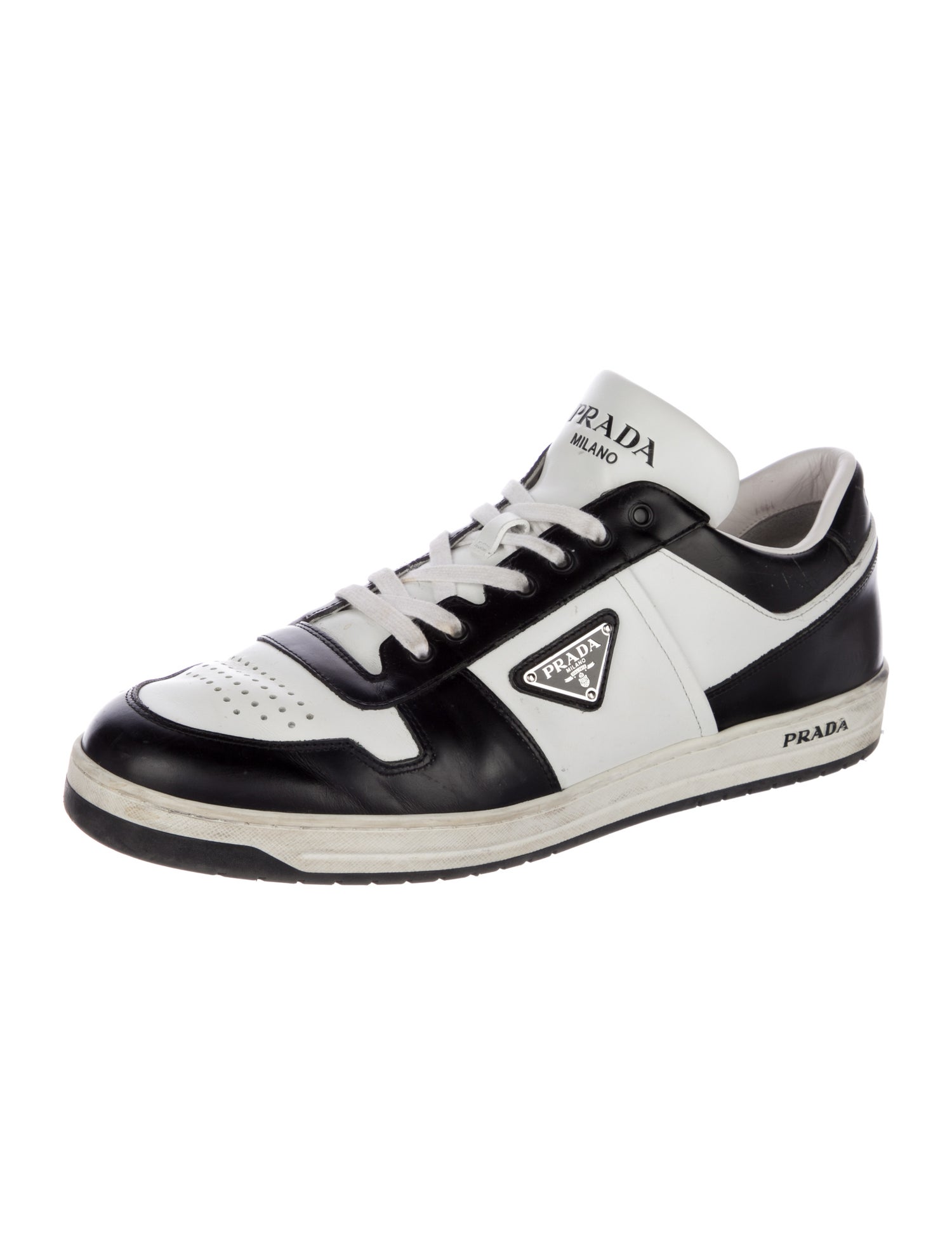 Prada Leather Colorblock Pattern Sneakers