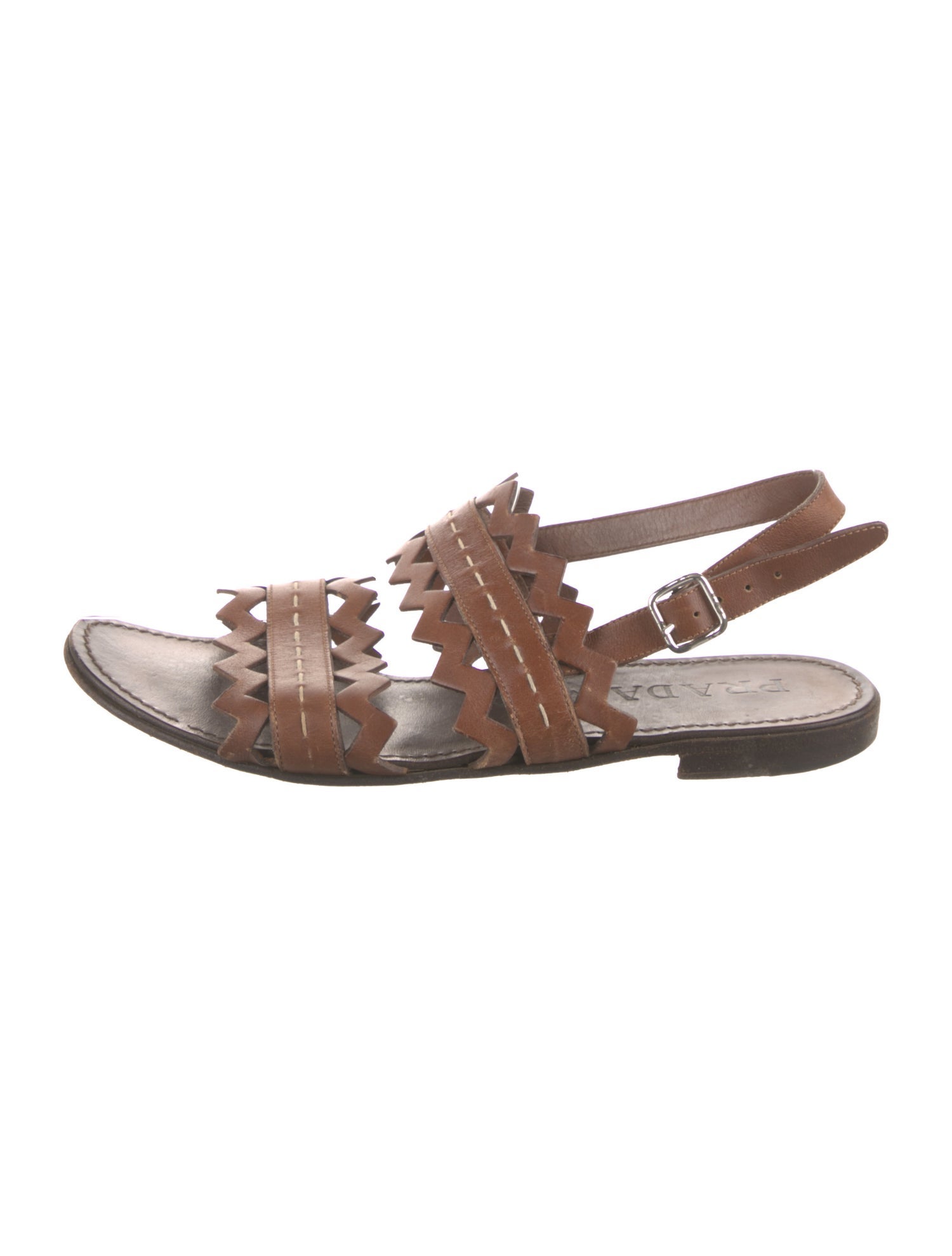 Prada Leather Lasercut Accents Gladiator Sandals
