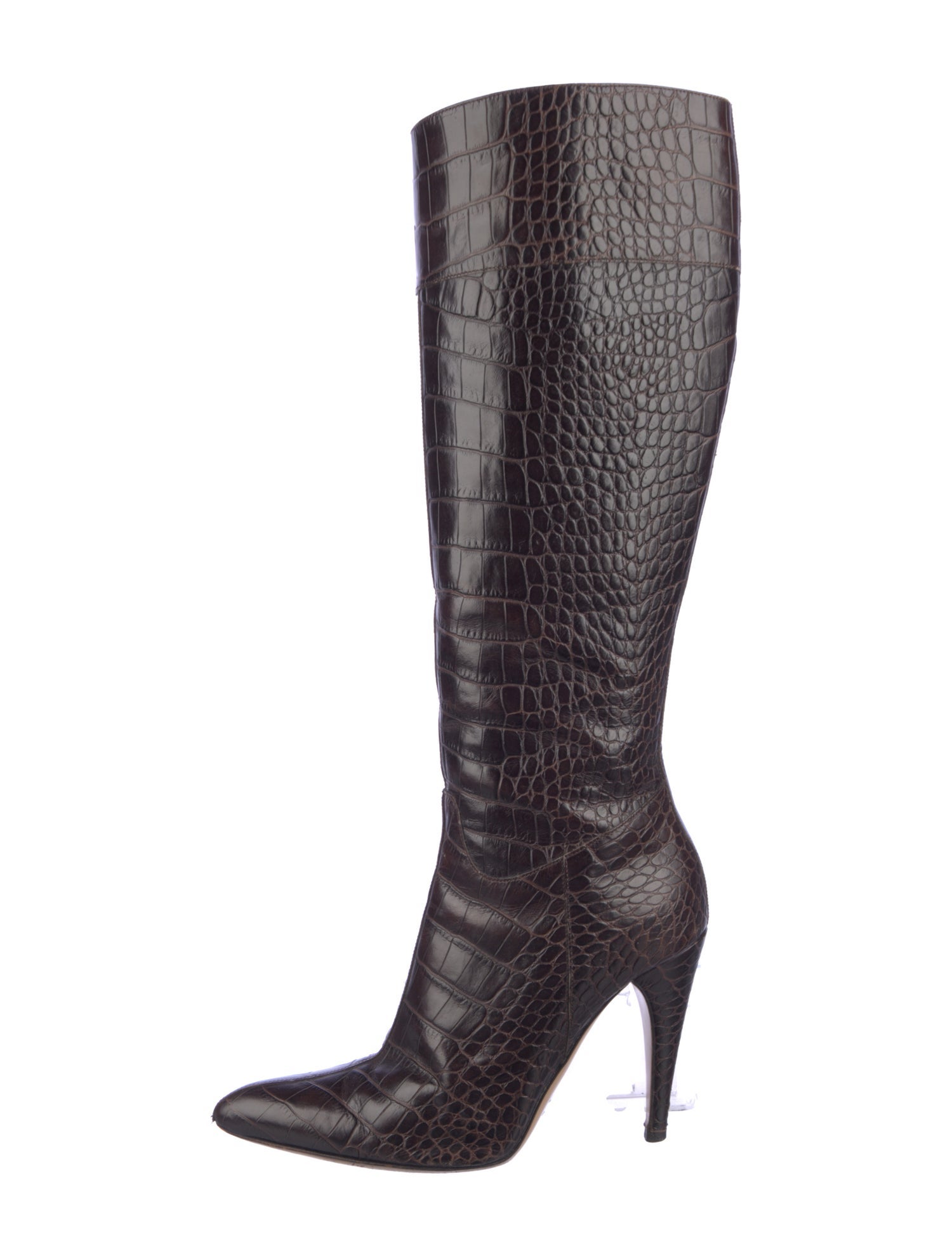 Prada Embossed Leather Animal Print Boots