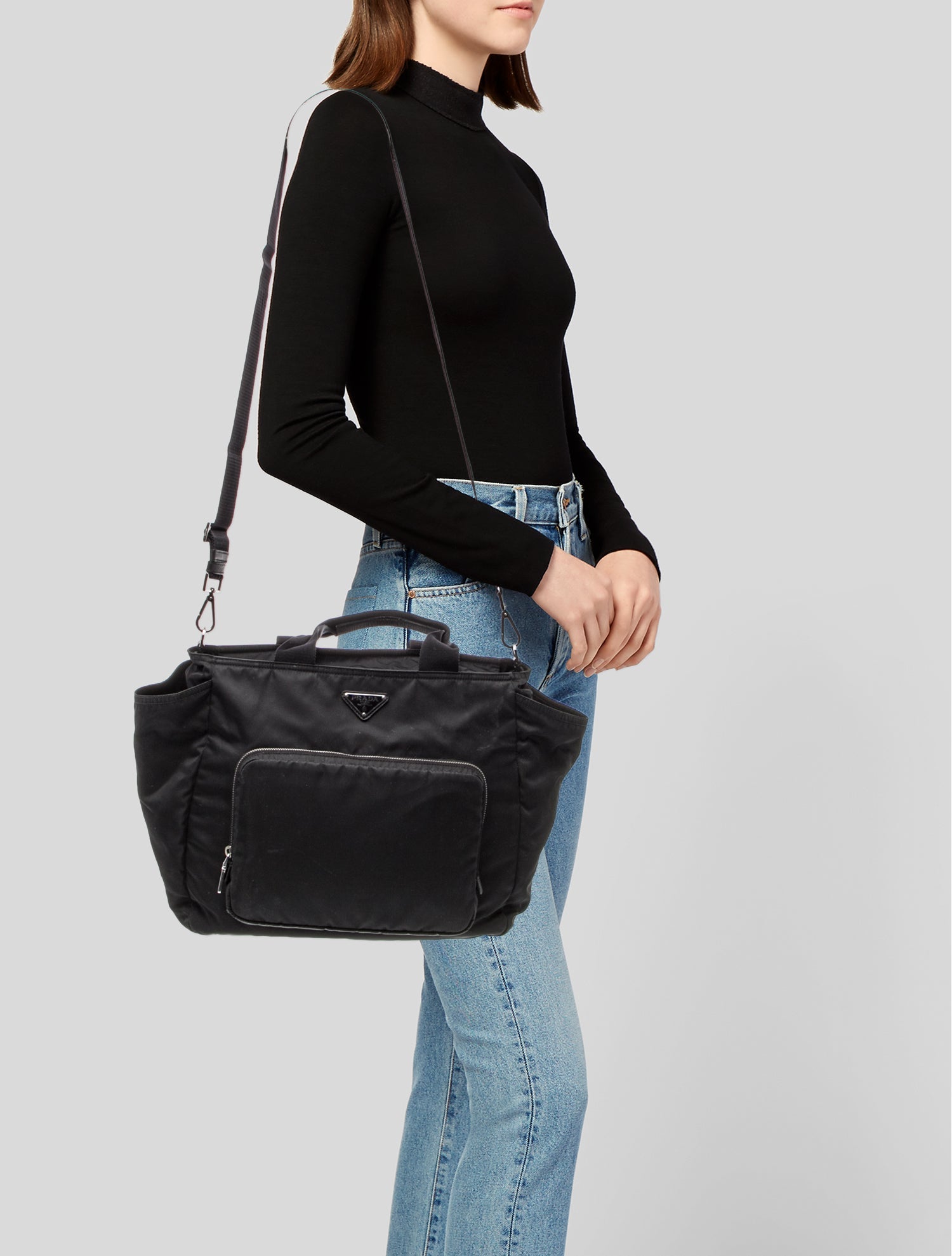 Prada Enameled Metal Triangle Diaper Bag