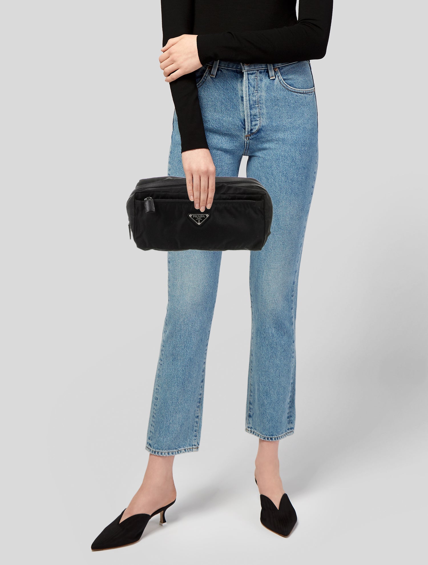 Prada Enameled Metal Triangle Clutch