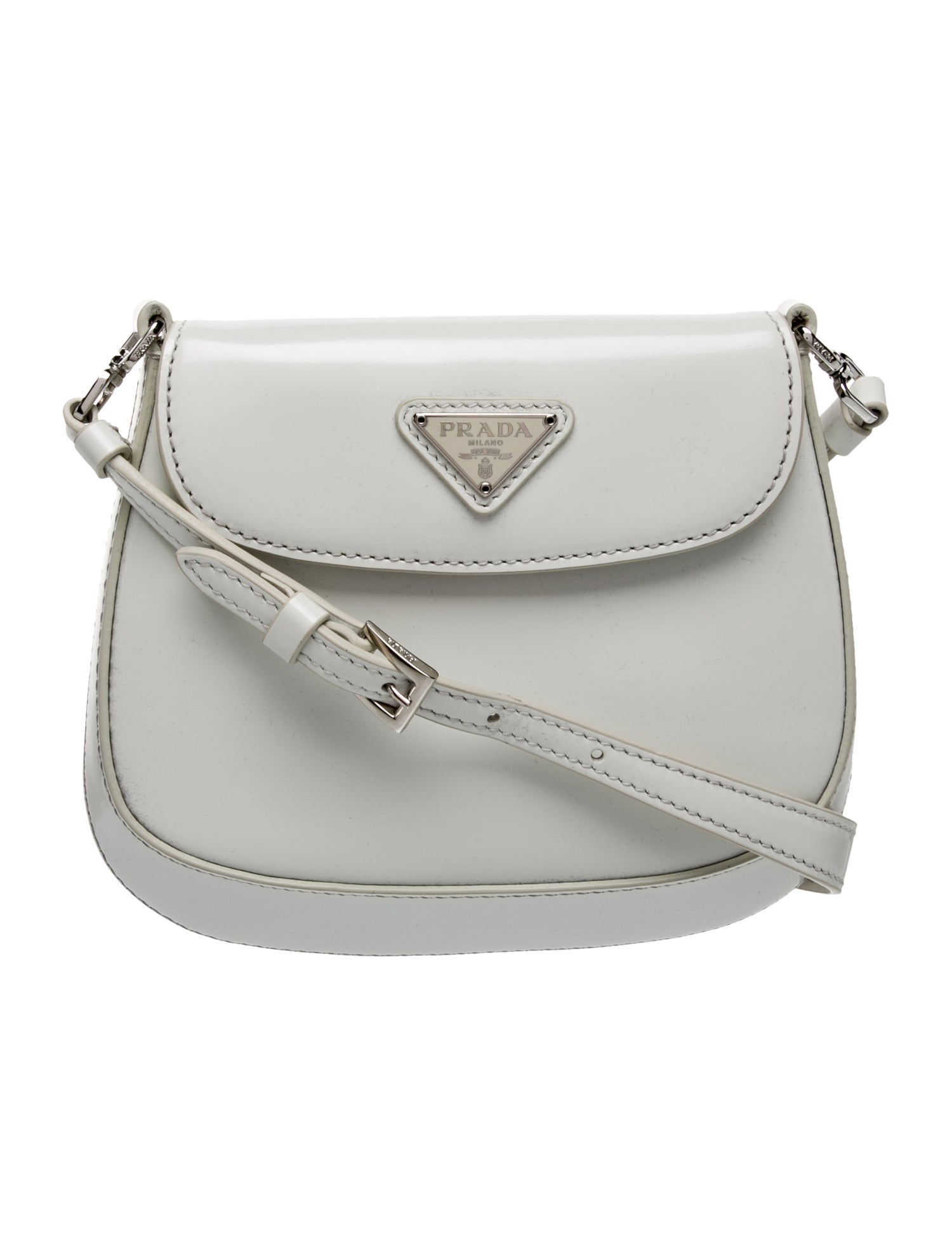 Prada Enameled Metal Triangle Cleo Mini