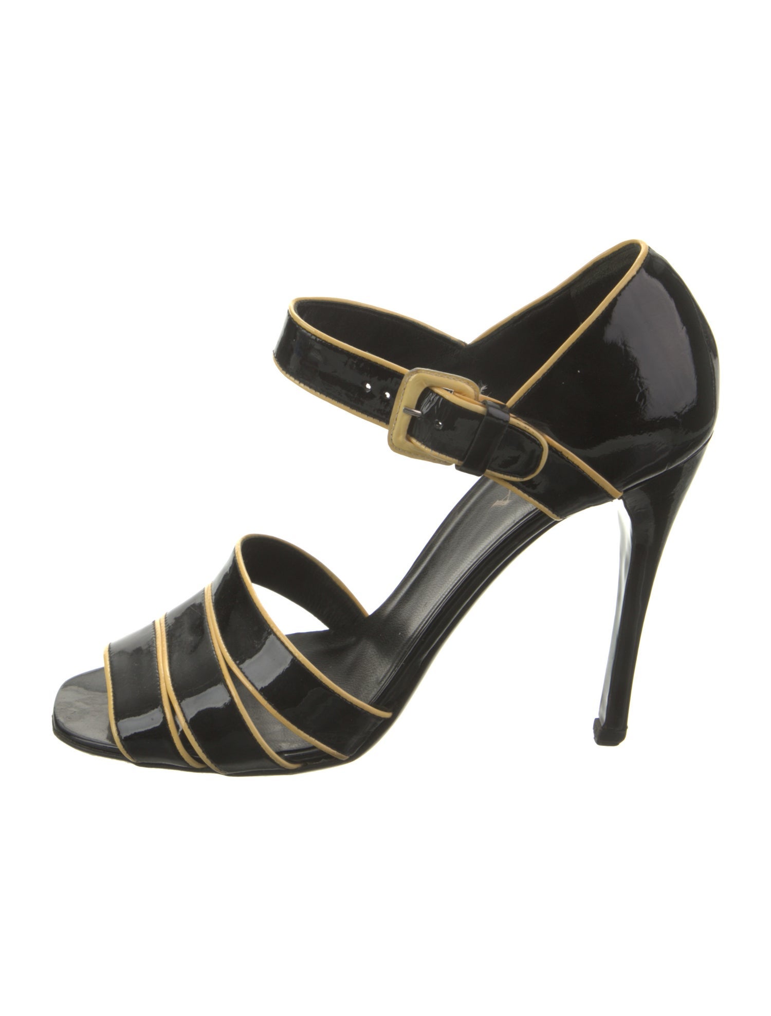 Prada Patent Leather Striped D'Orsay Pumps