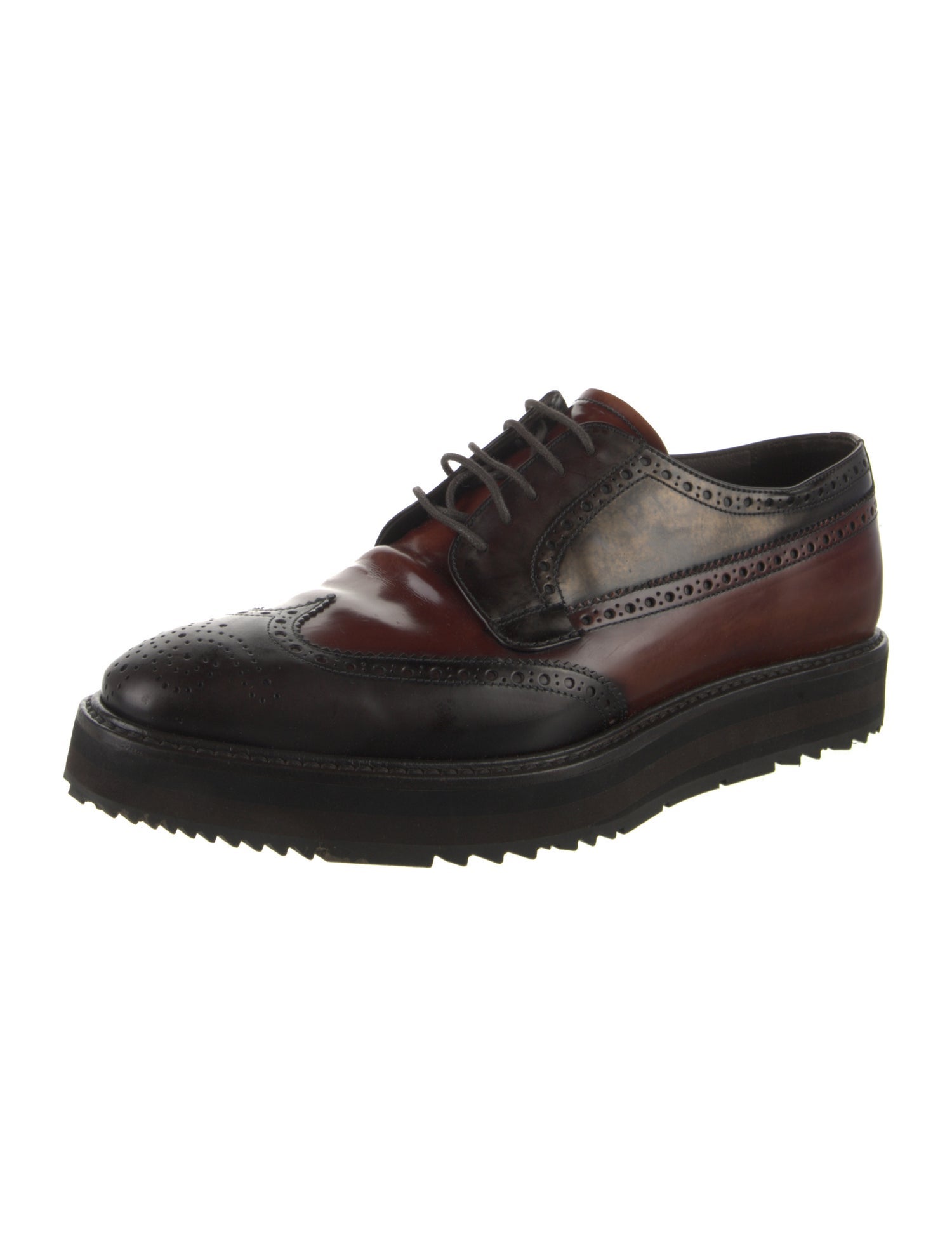 Prada Leather Colorblock Pattern Brogues