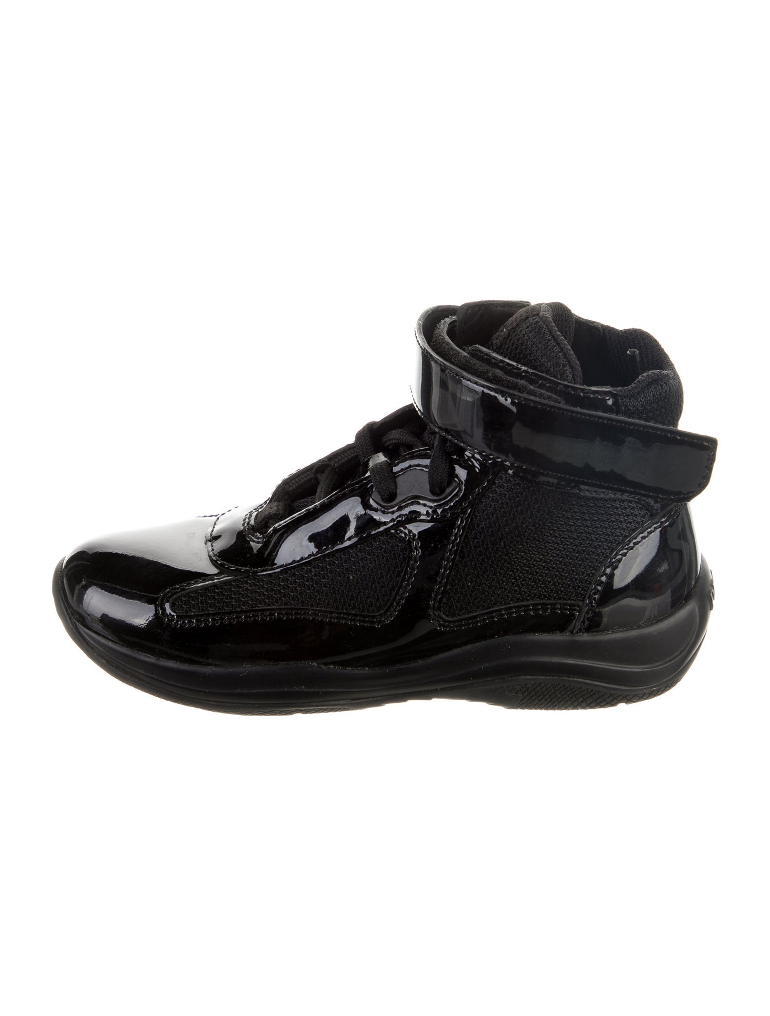 Prada Boys Kids Patent Leather Prada High-Top Sneakers