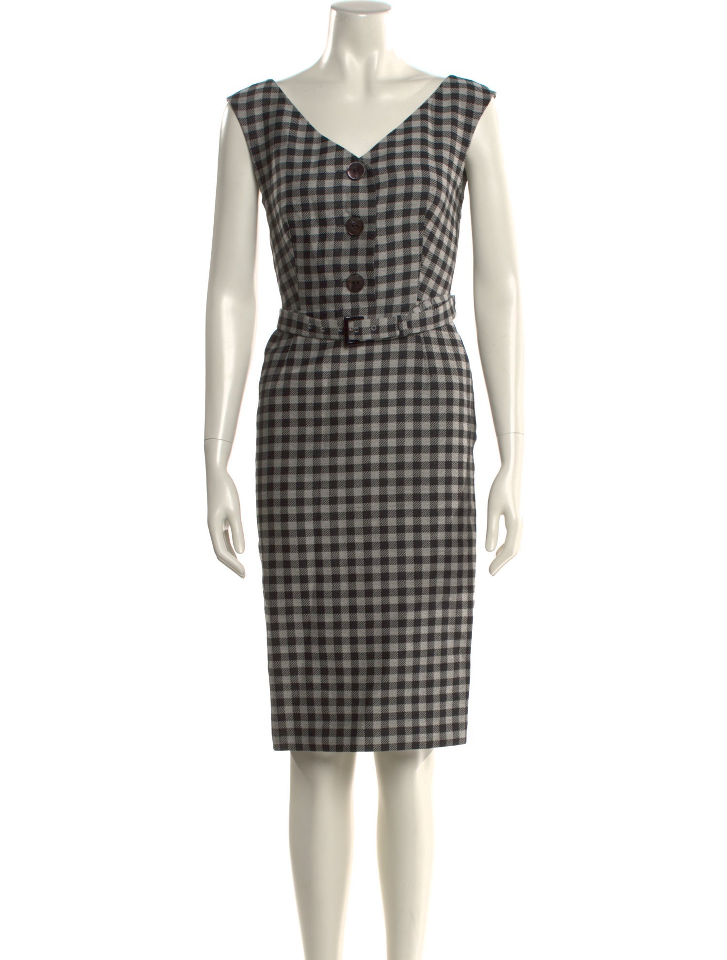 Prada Plaid Print Knee-Length Dress