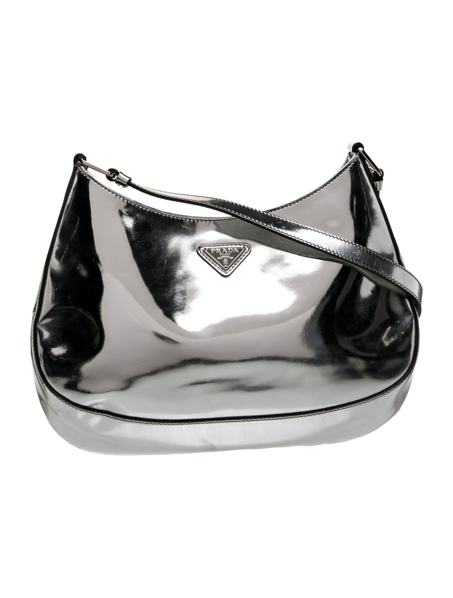 Prada Enameled Metal Triangle Cleo