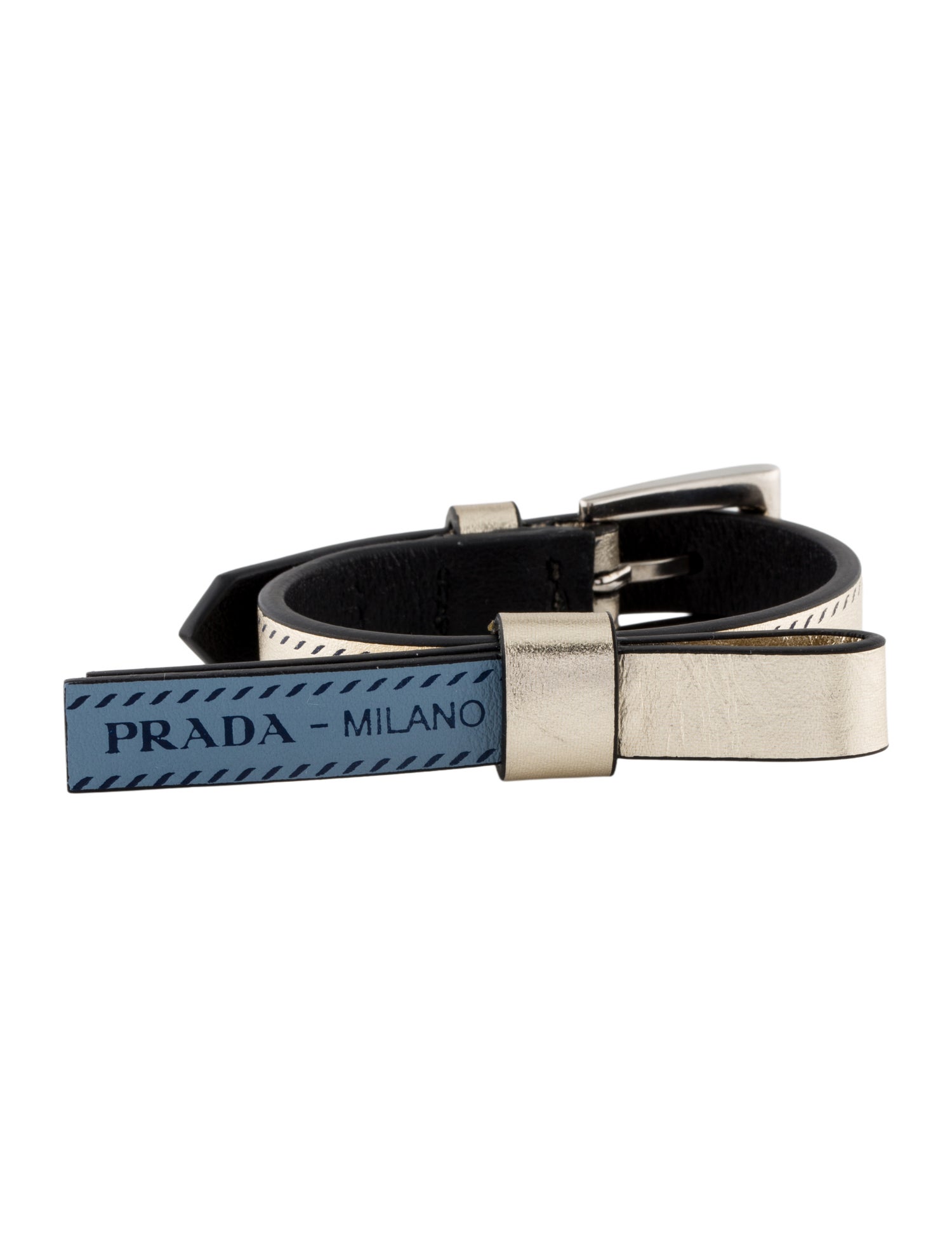 Prada Leather Bow Wrap Bracelet
