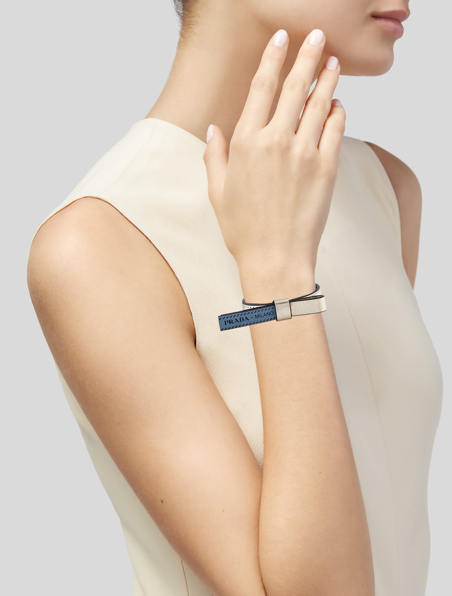 Prada Leather Bow Wrap Bracelet