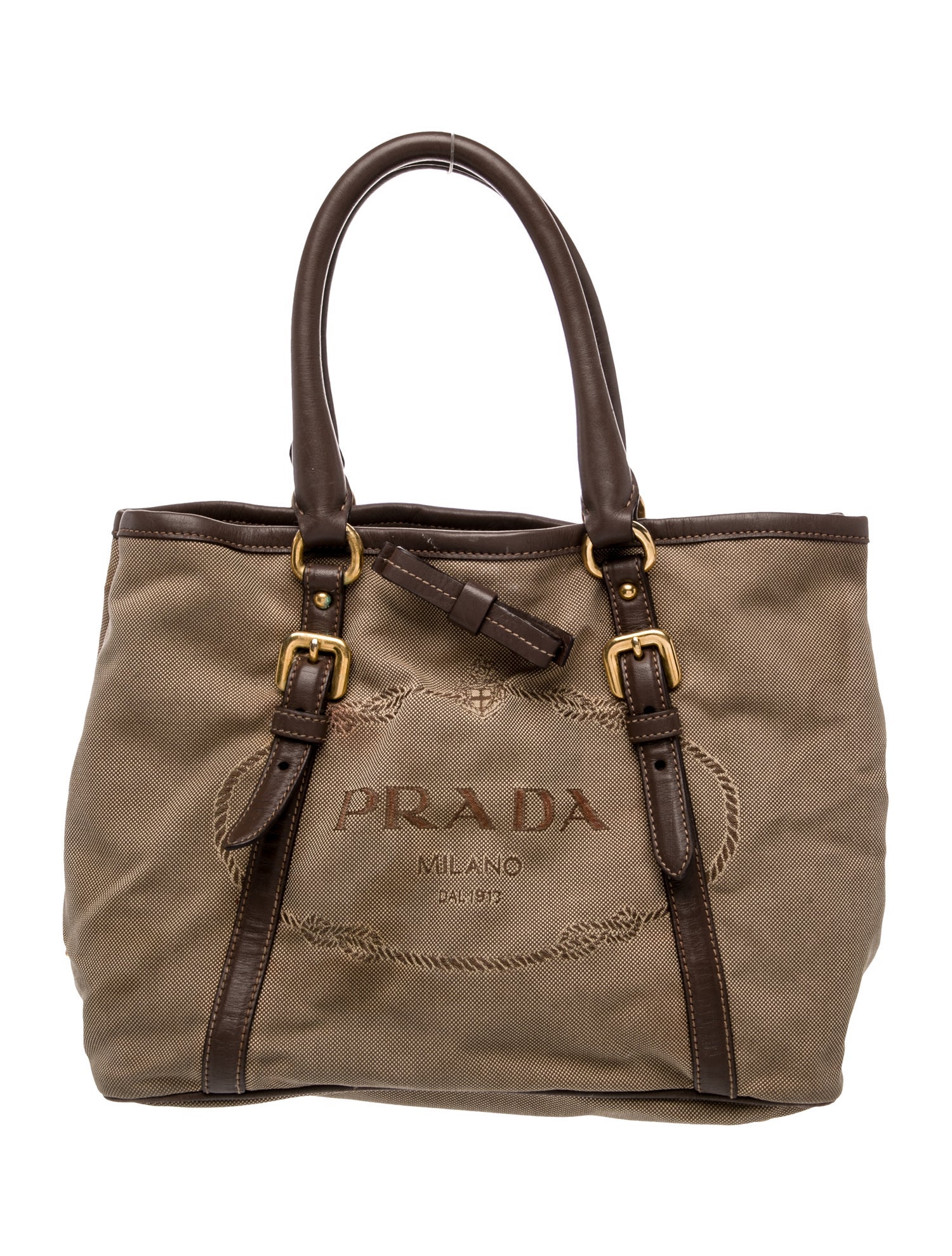 Prada Enameled Metal Triangle Top Handle Bag