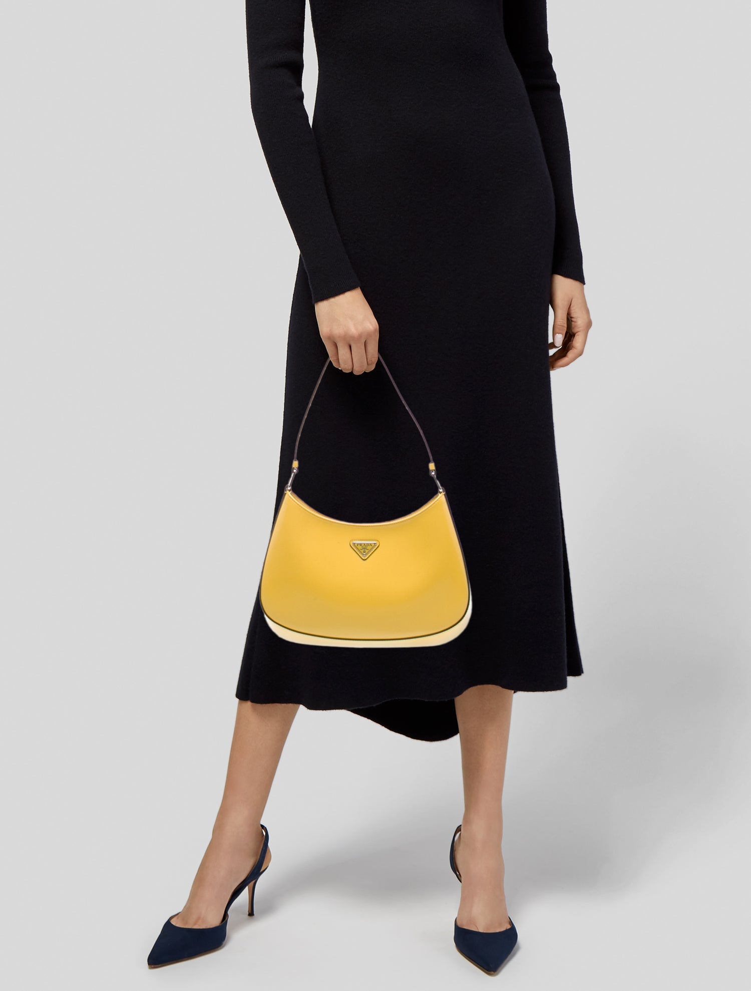 Prada Enameled Metal Triangle Cleo