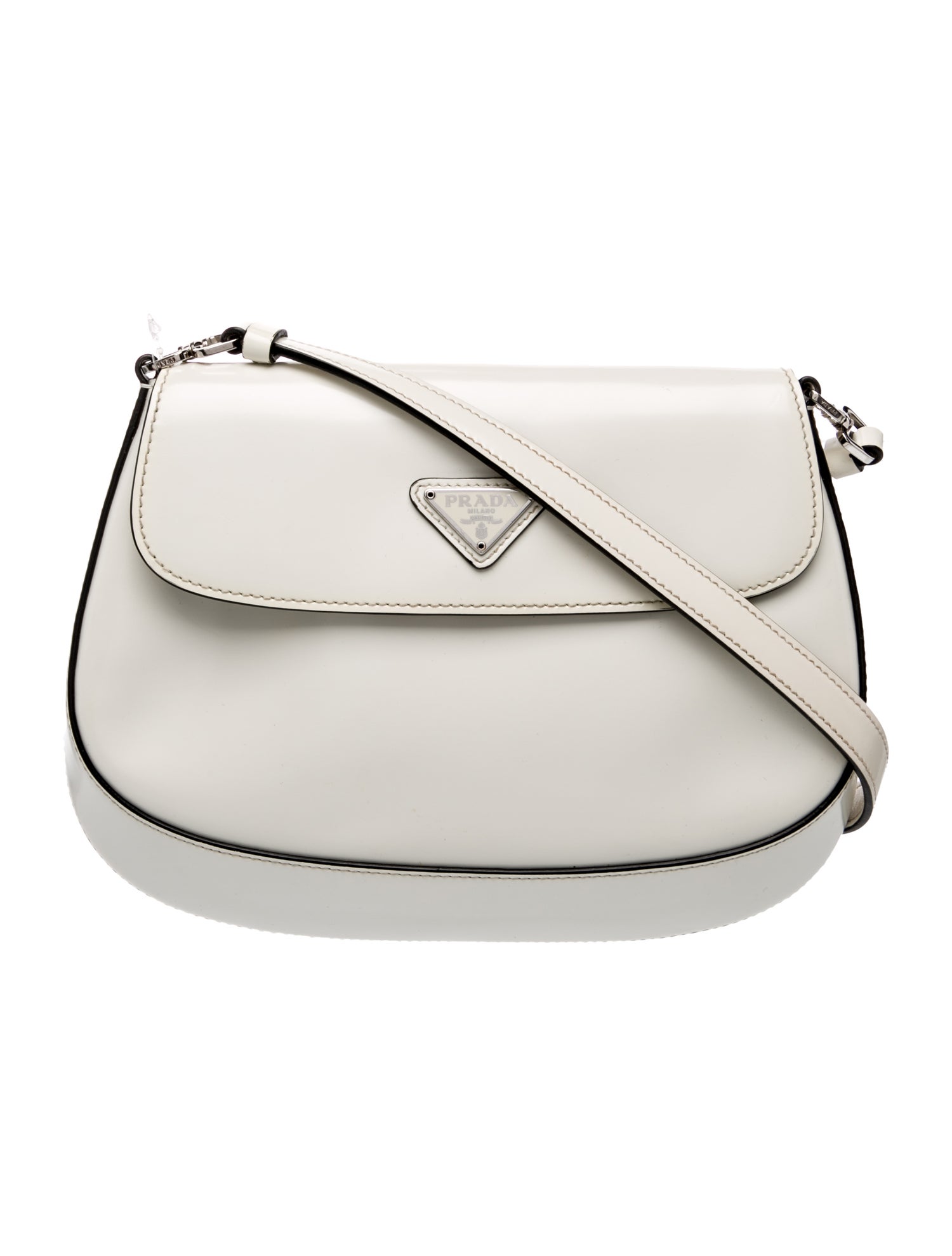 Prada Enameled Metal Triangle Cleo