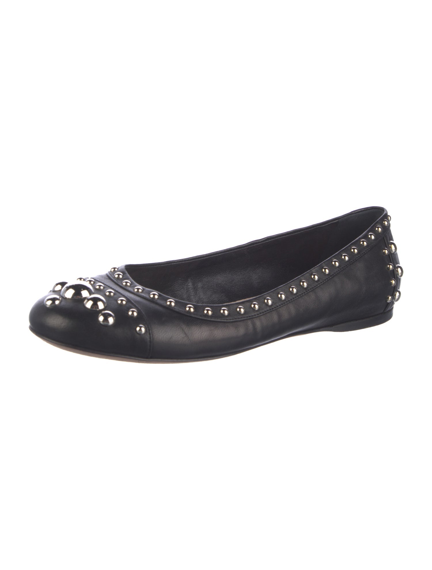 Leather Studded Accents Ballet Flats
