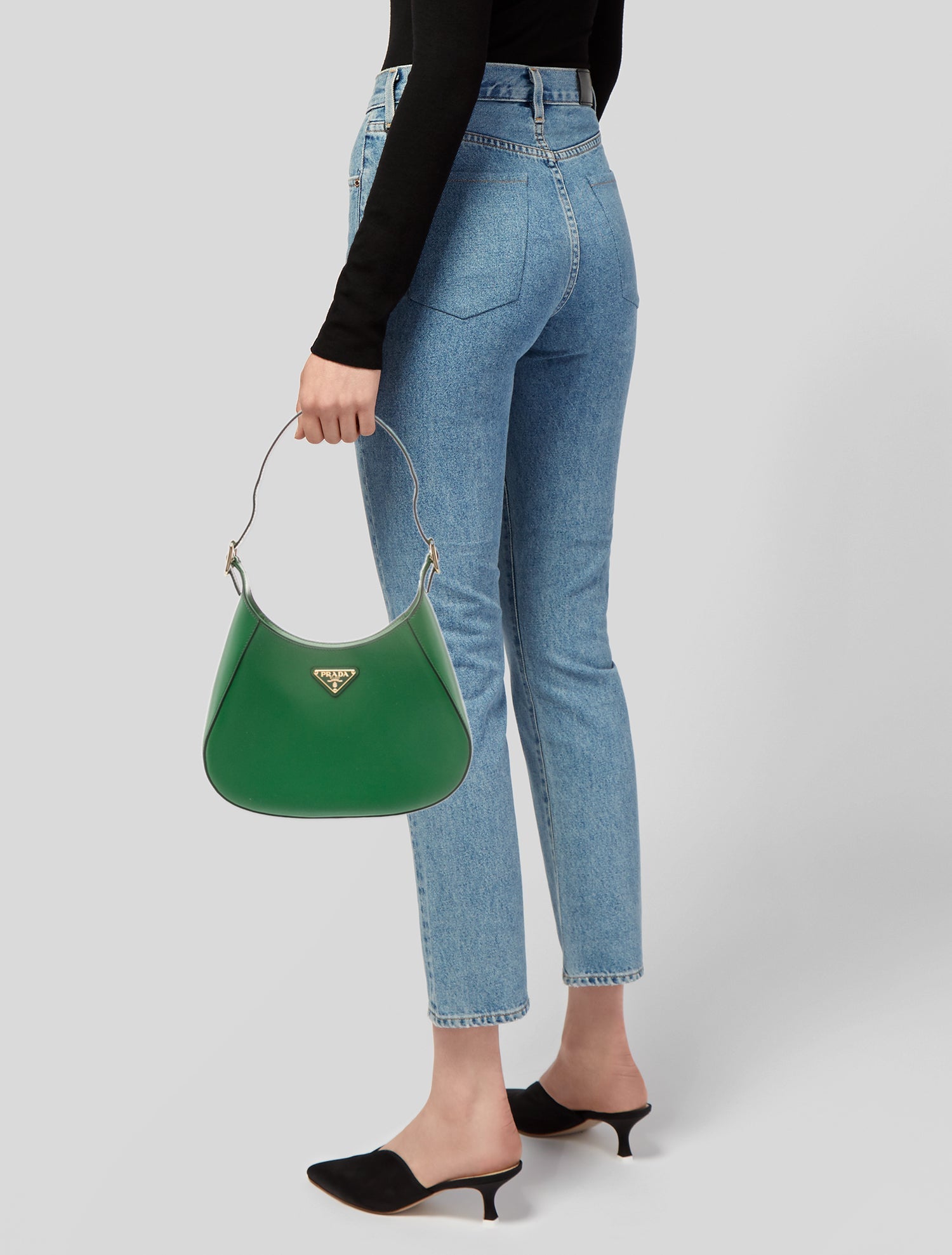 Prada Enameled Metal Triangle Cleo