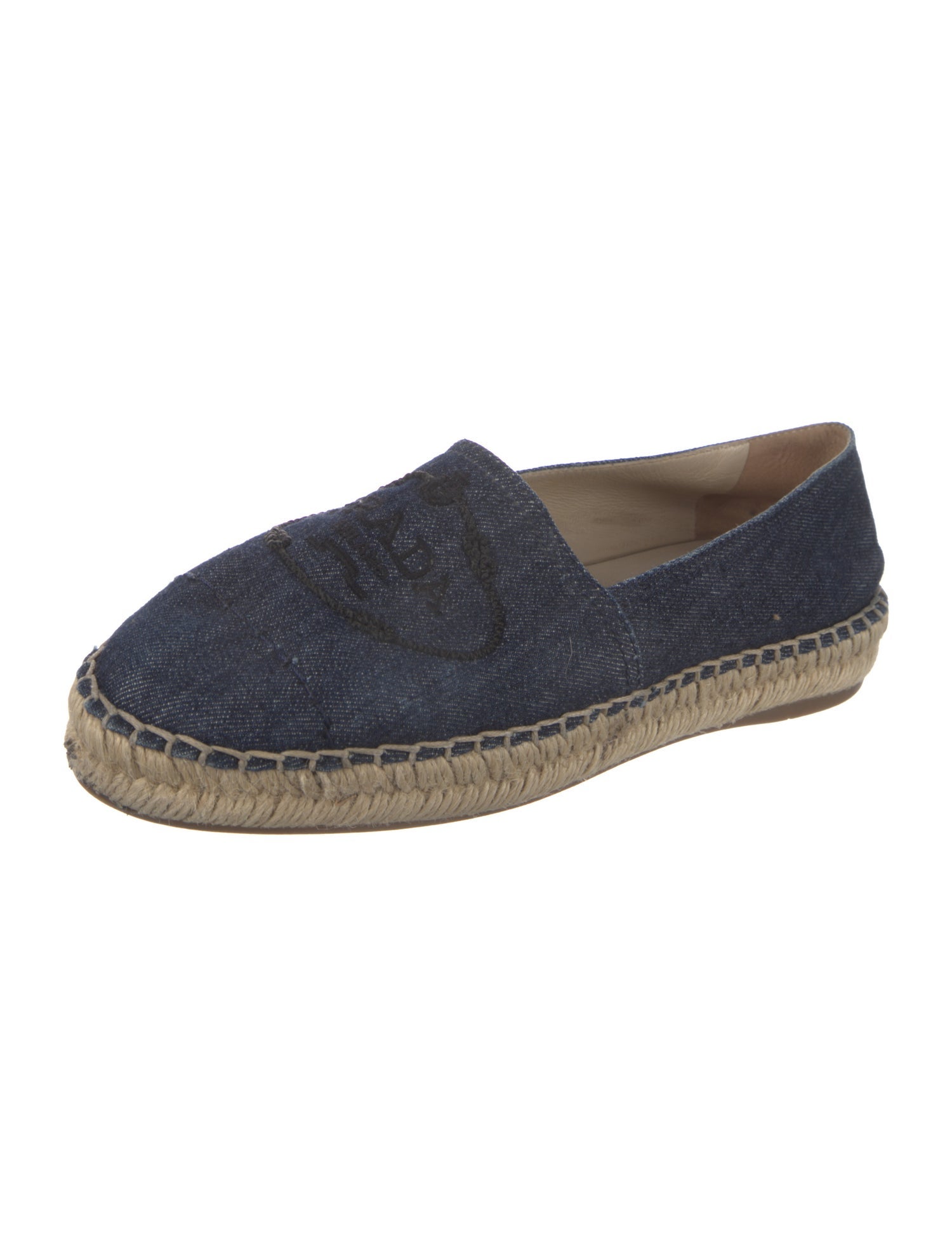 Prada Denim Embroidered Accent Espadrilles