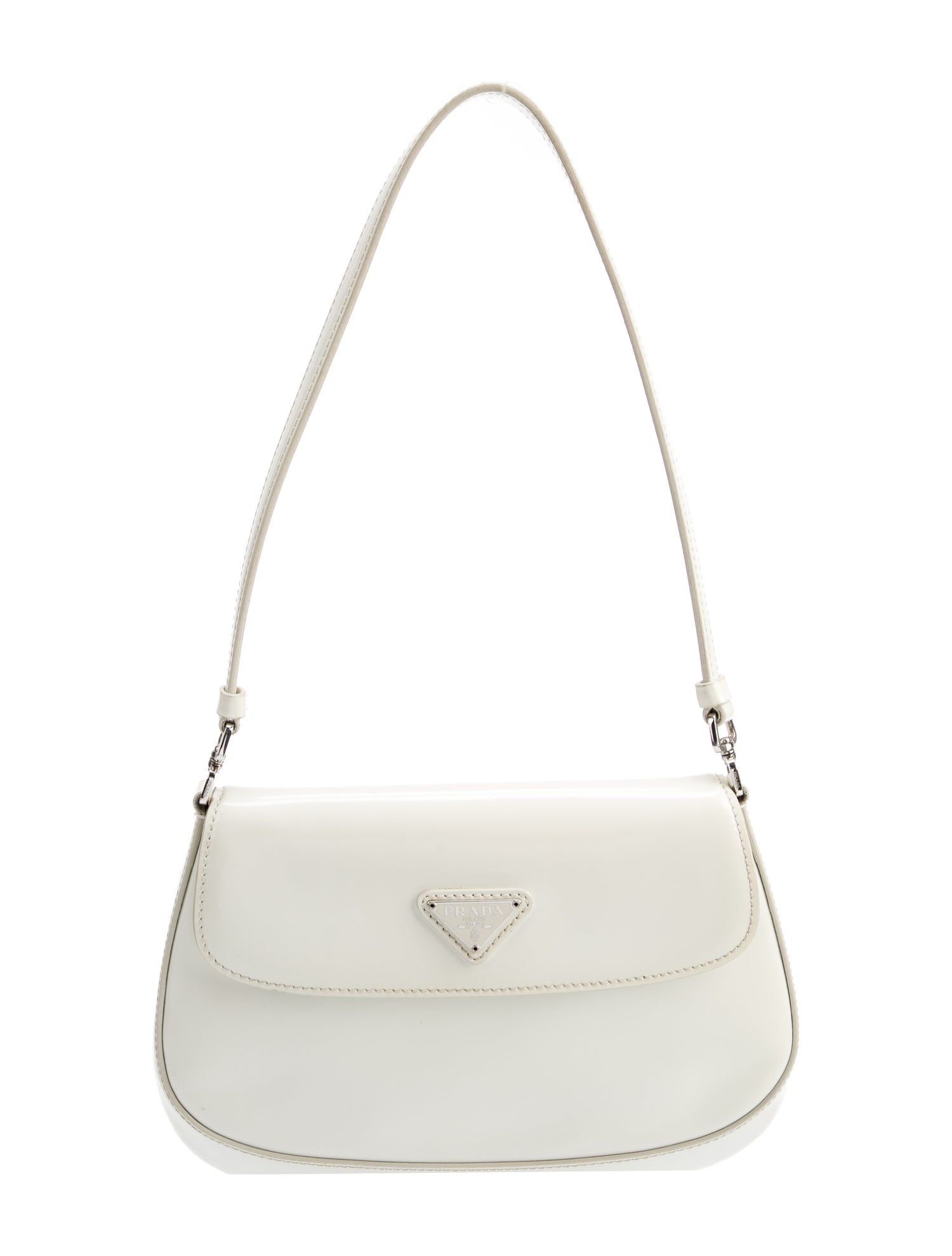 Prada Enameled Metal Triangle Cleo